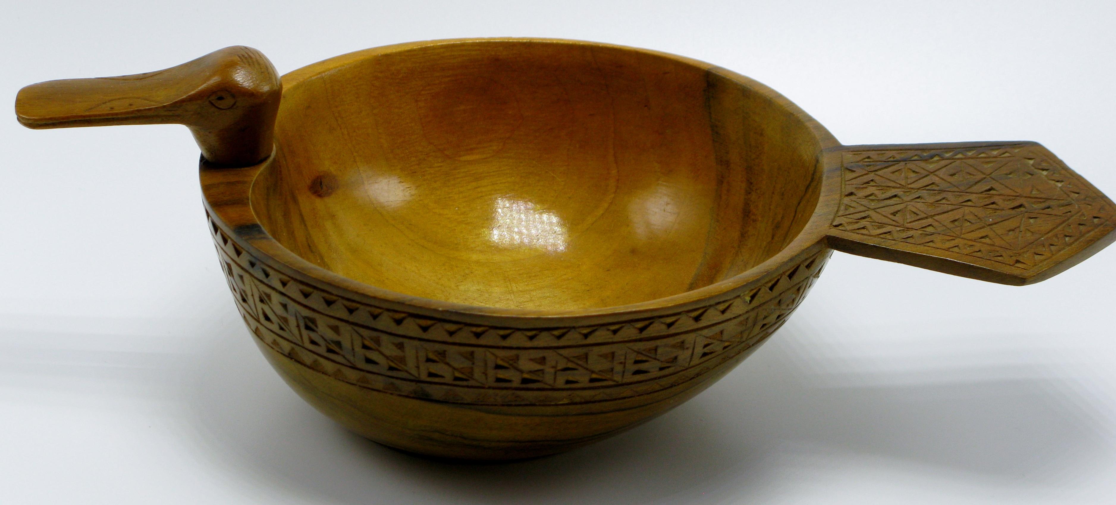 Hand-Carved 1950s Hand Carved Olive Wood Duck Serving Bowl