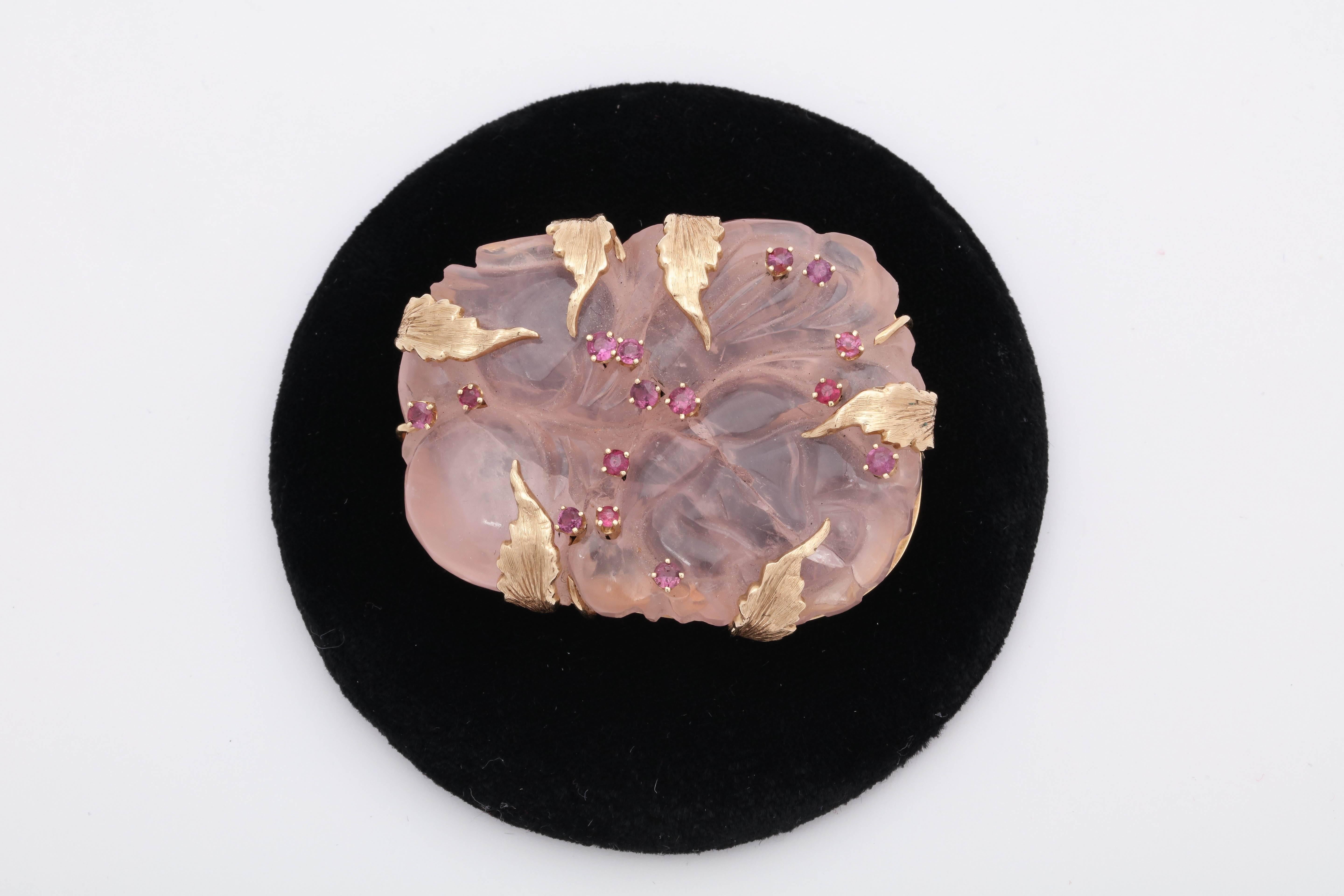 rose quartz brooch