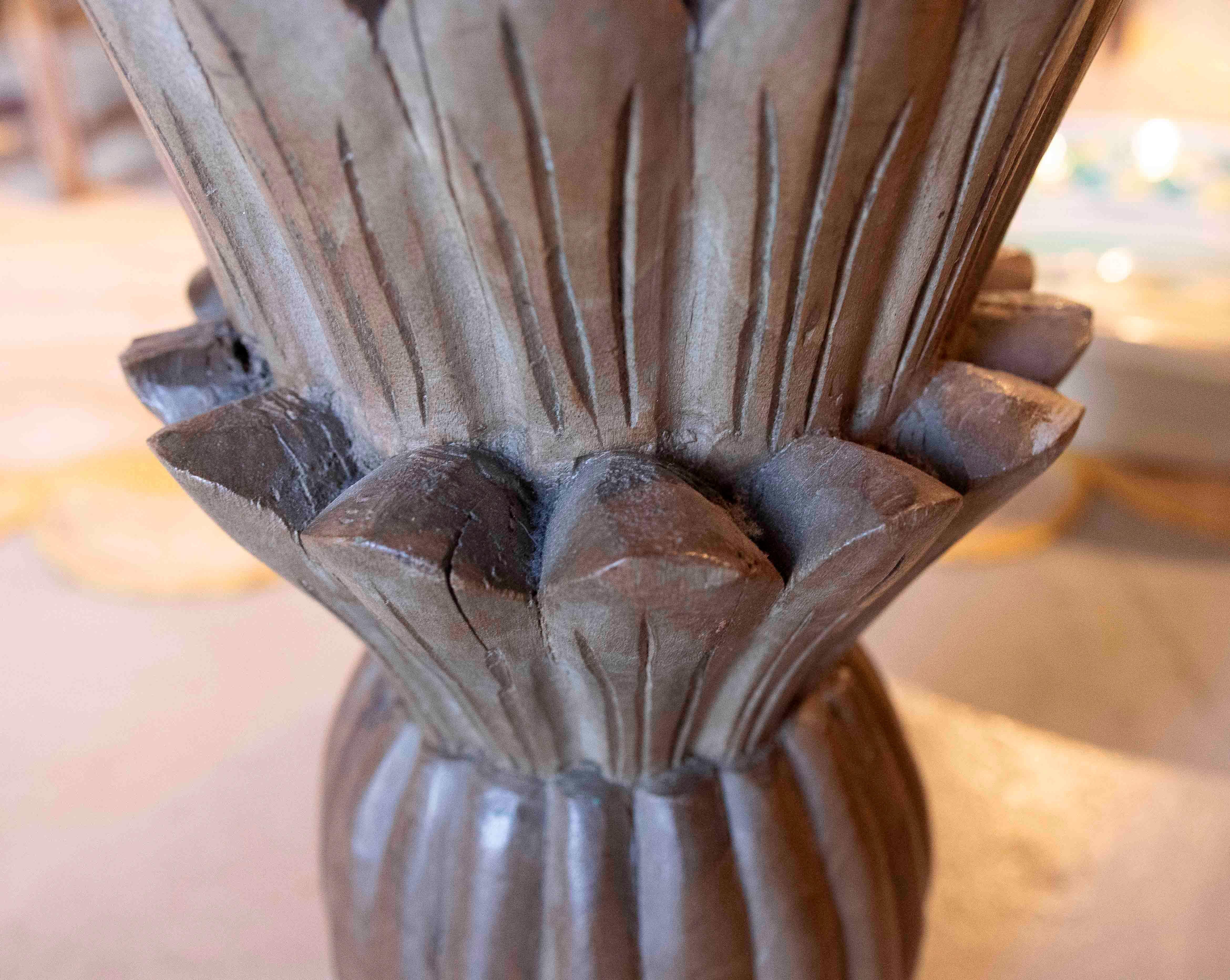 1950s Hand-Carved Solid Wood Flower-Shaped Finial  For Sale 12