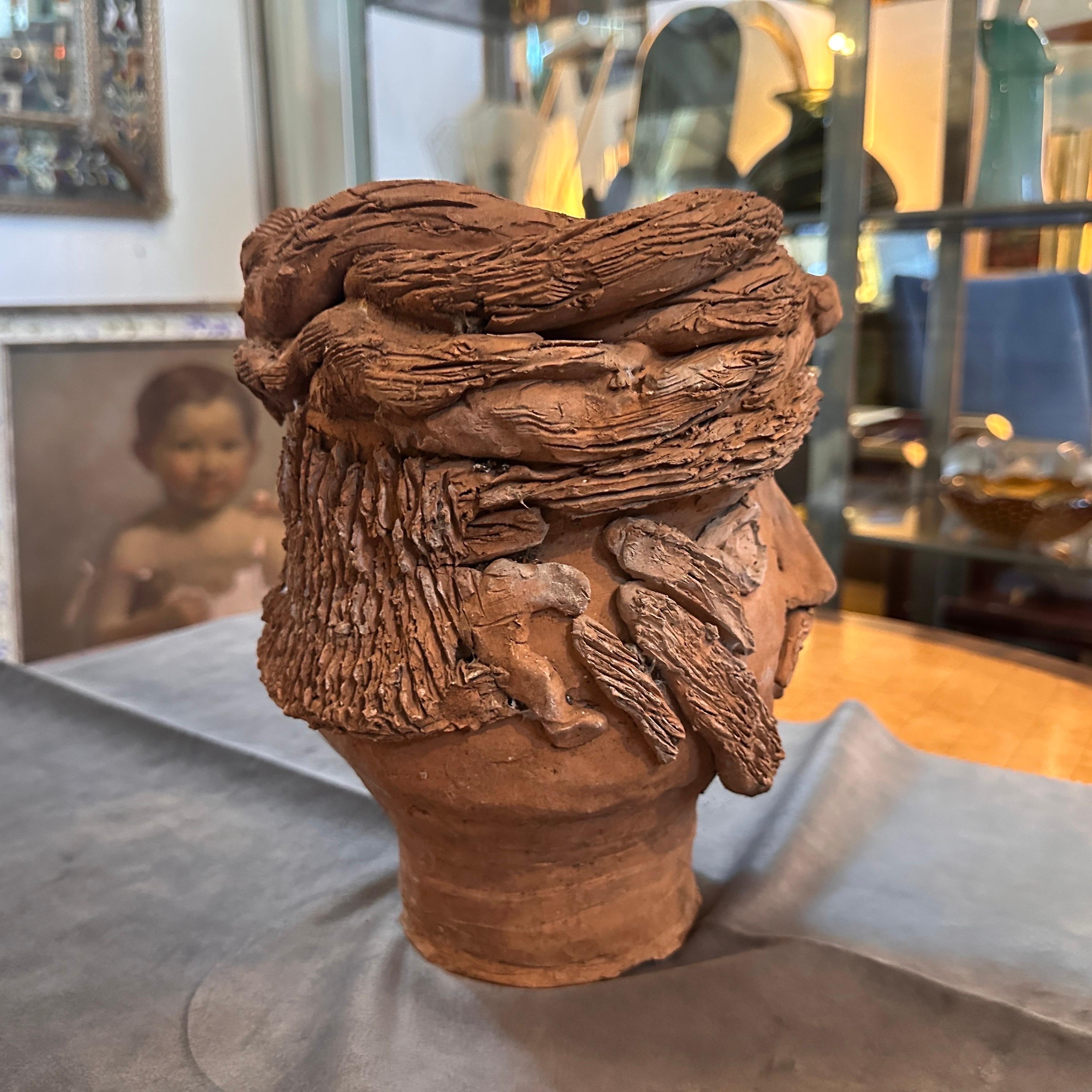 Country 1950s Hand-Crafted Terracotta Sicilian Head Vase
