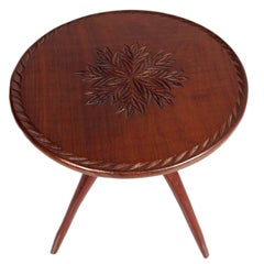 1950s Hand Crafted Tirolean Three Legged Side Table Coffee Table in Oak