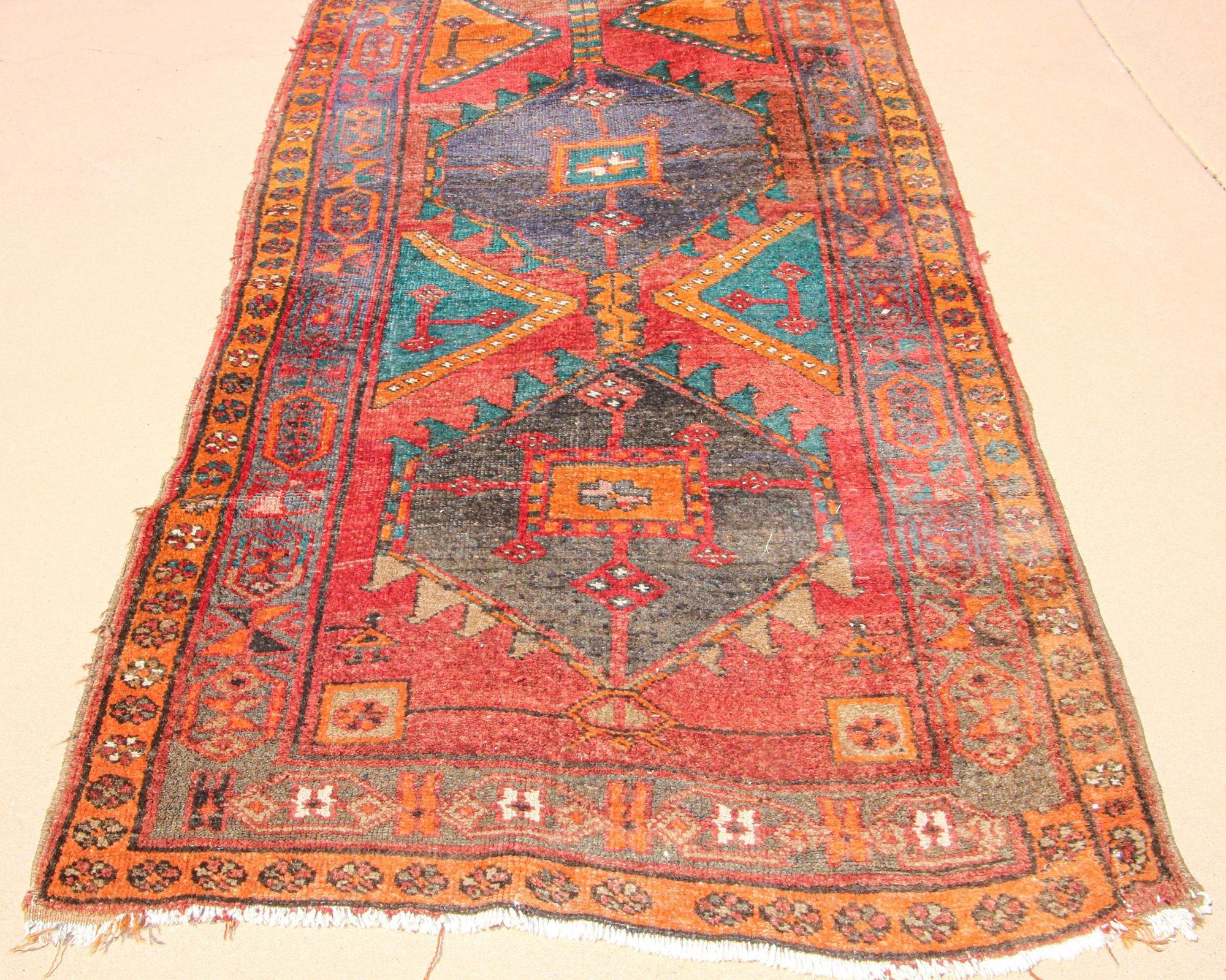 1950s Hand Knotted Vintage Carpet Rug Runner from Turkey For Sale 2