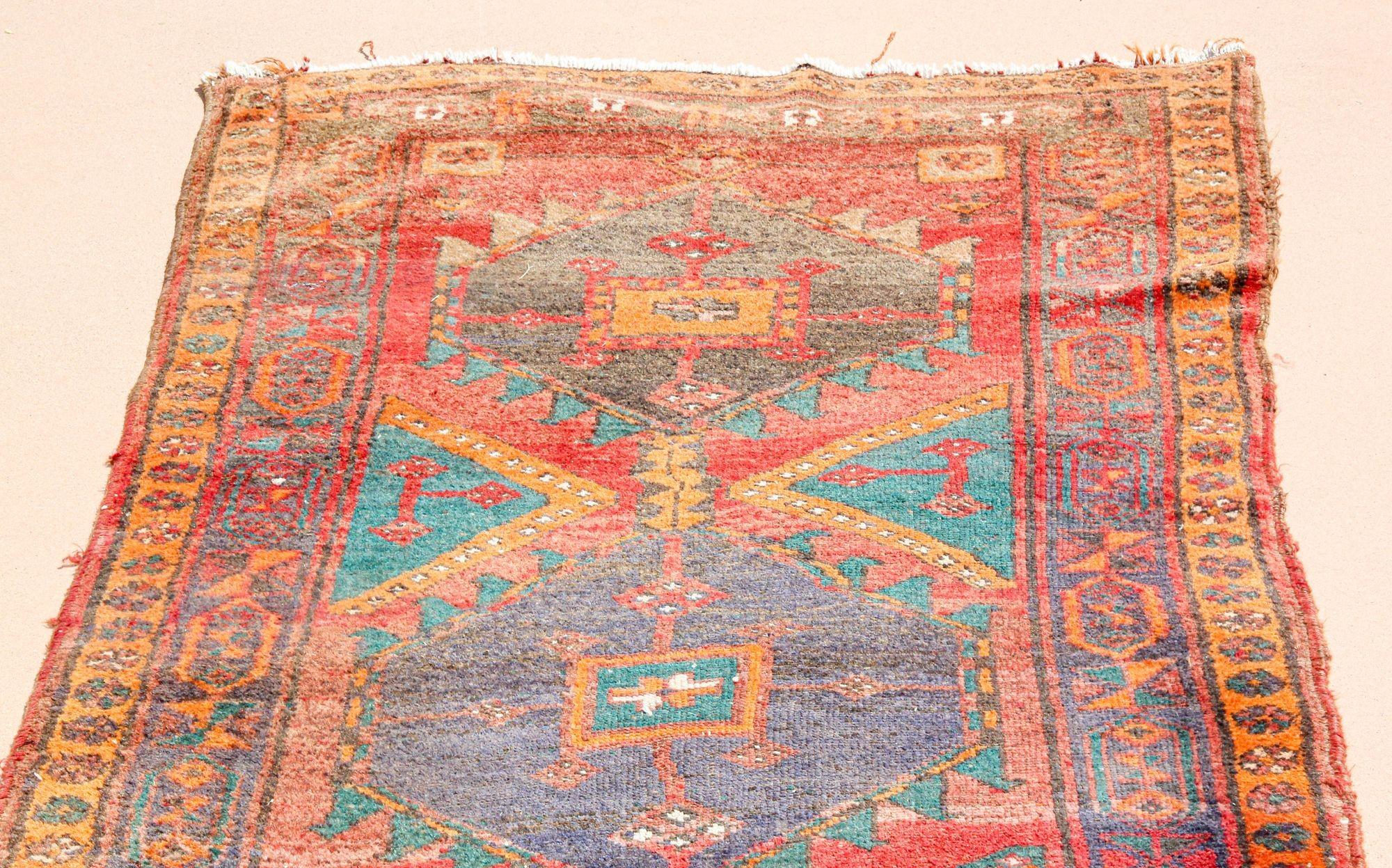 Hand-Crafted 1950s Hand Knotted Vintage Carpet Rug Runner from Turkey For Sale