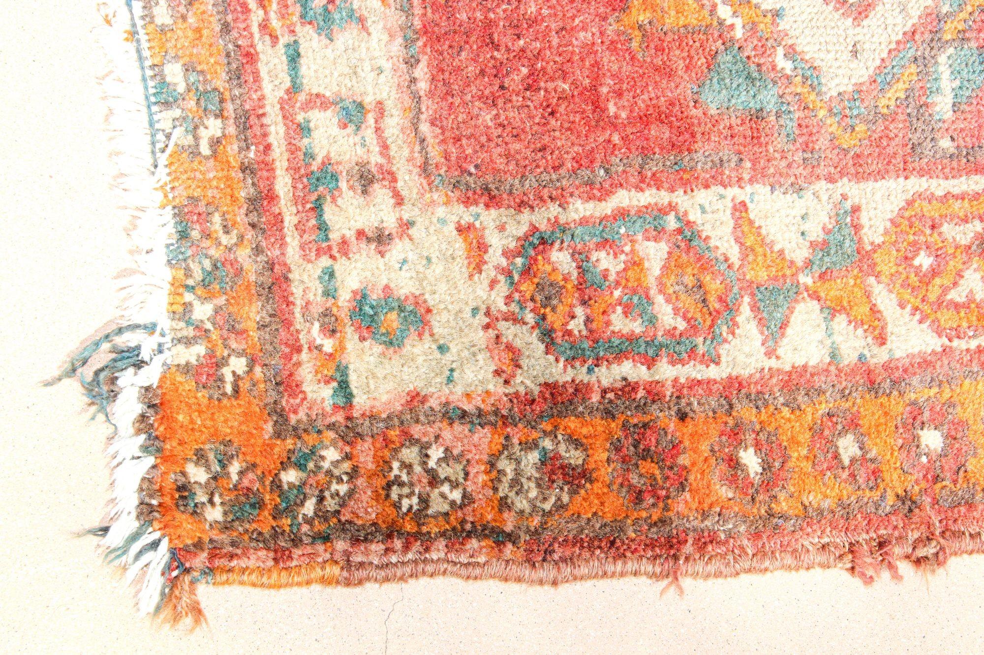 Wool 1950s Hand Knotted Vintage Carpet Rug Runner from Turkey For Sale