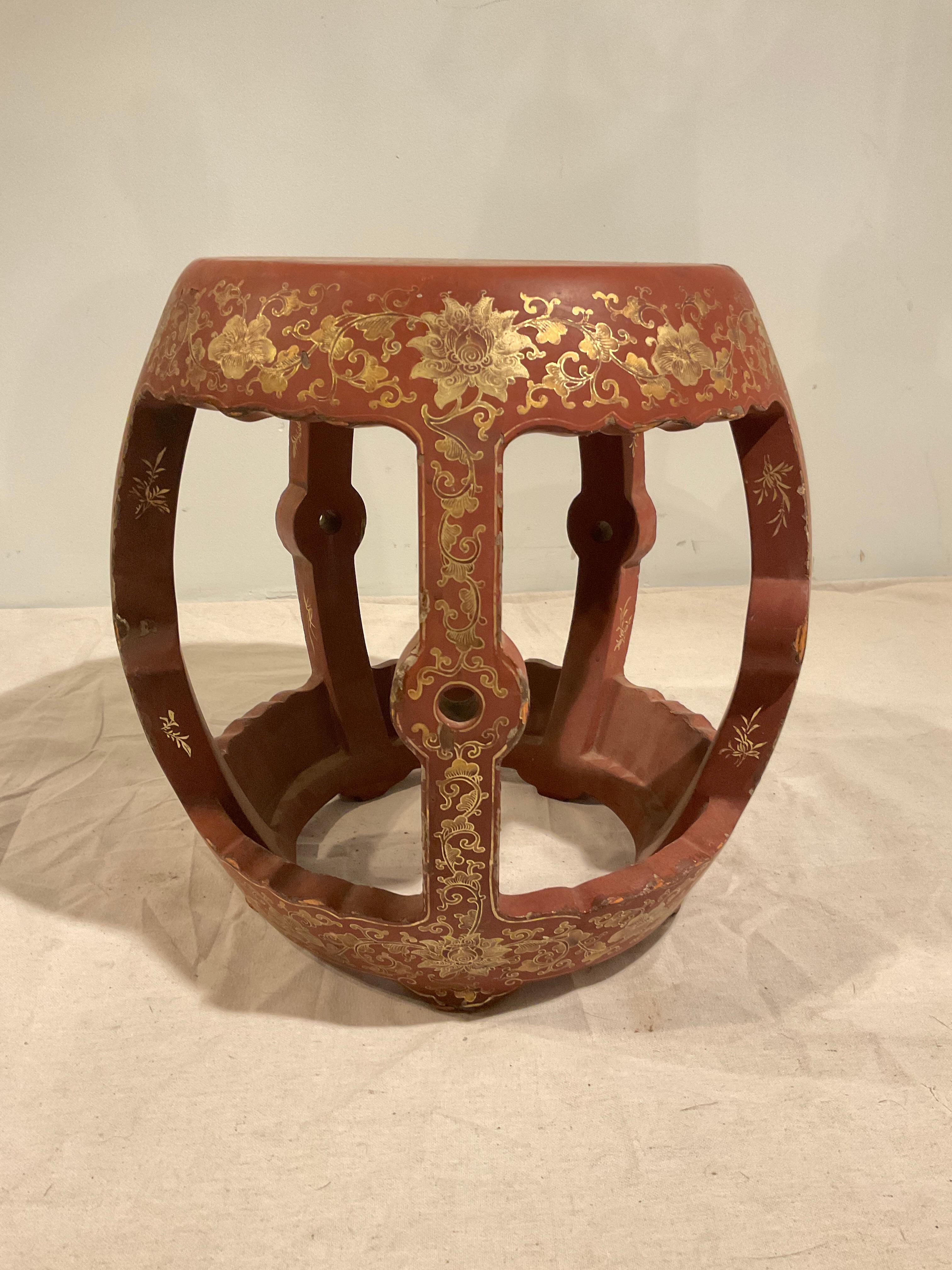 1950s Hand Painted Asian Garden Table / Side Table In Good Condition For Sale In Tarrytown, NY