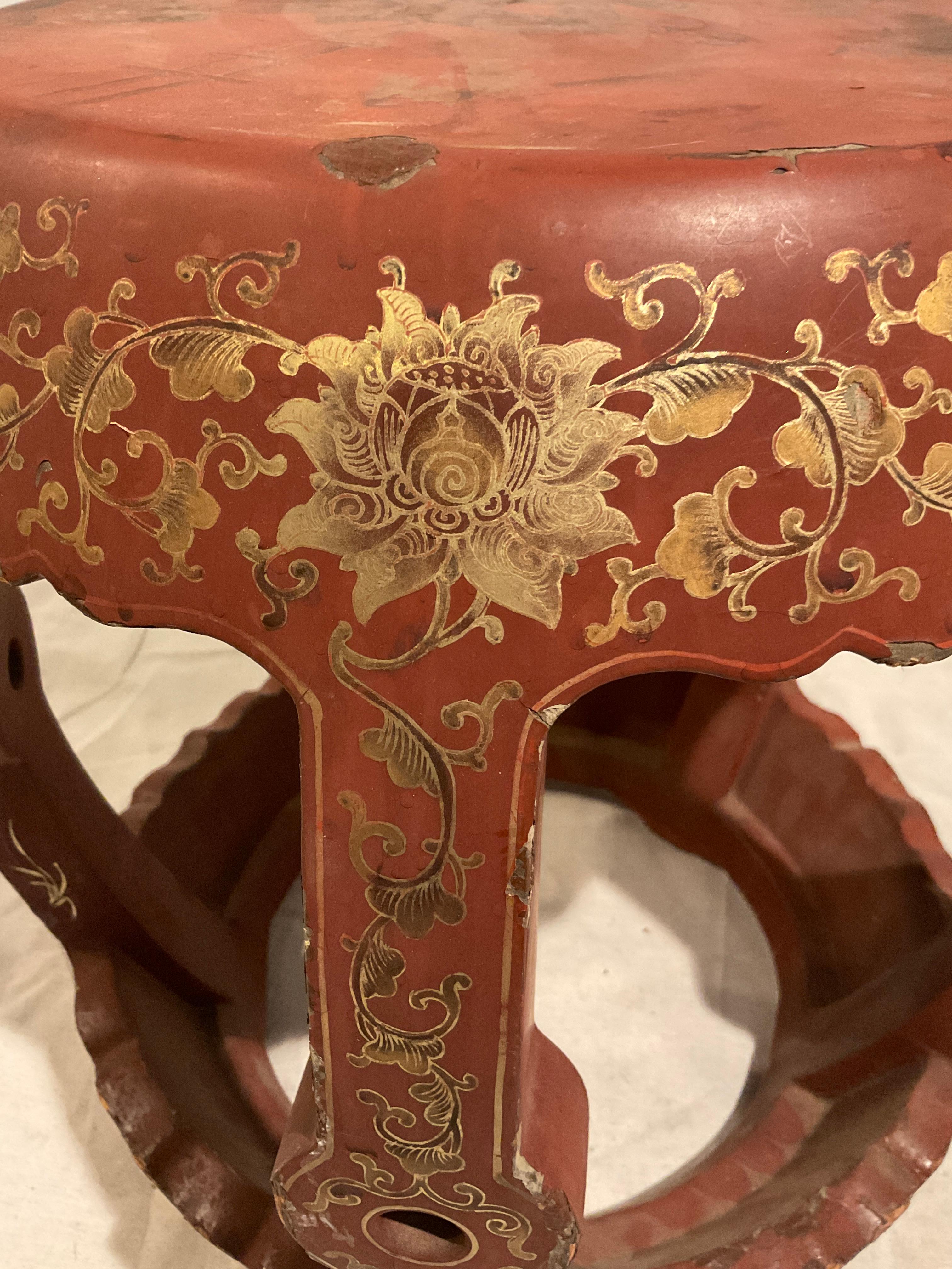 Mid-20th Century 1950s Hand Painted Asian Garden Table / Side Table For Sale