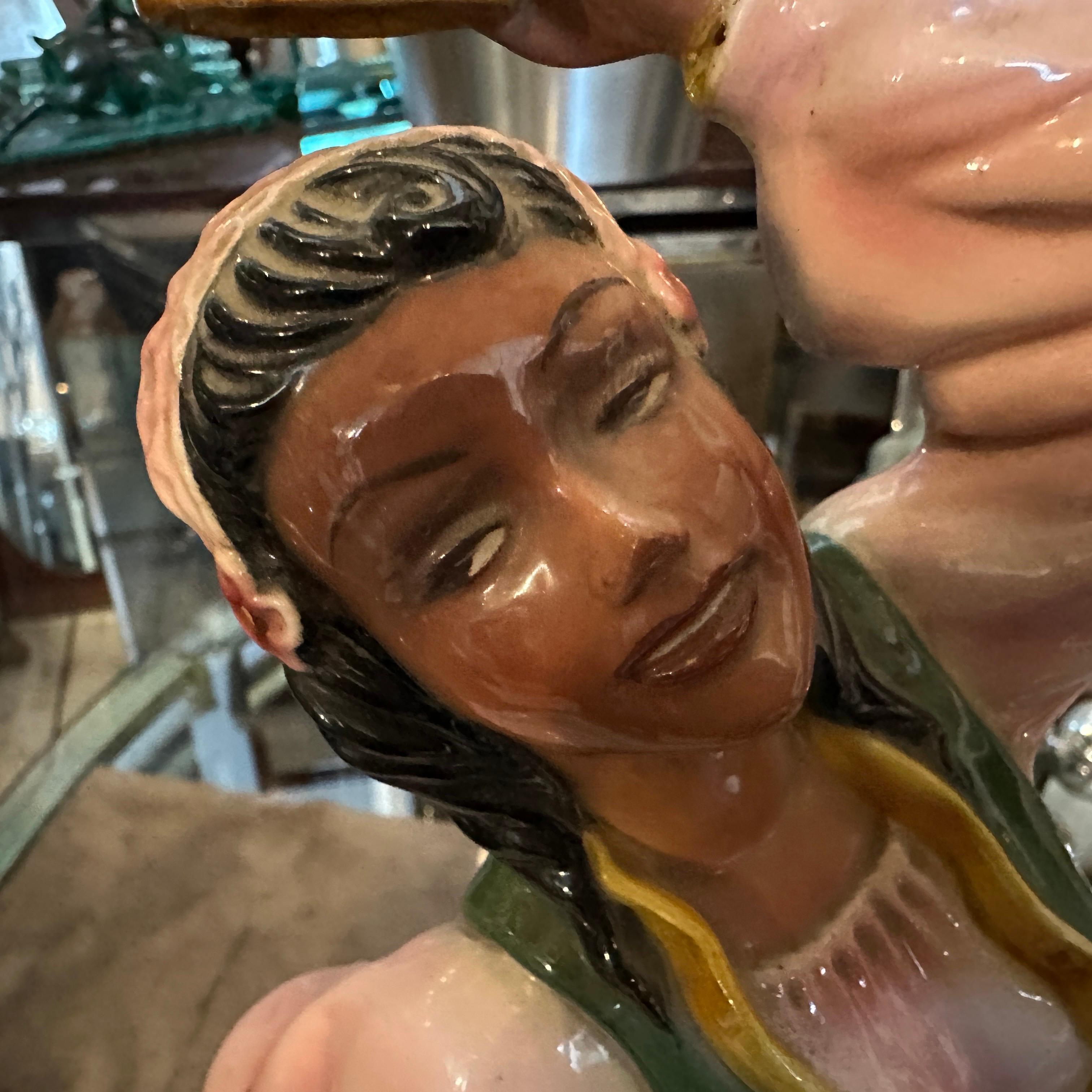 1950er Jahre Handbemalte Keramikfigur einer Tänzerin von Sandro Vacchetti im Angebot 4