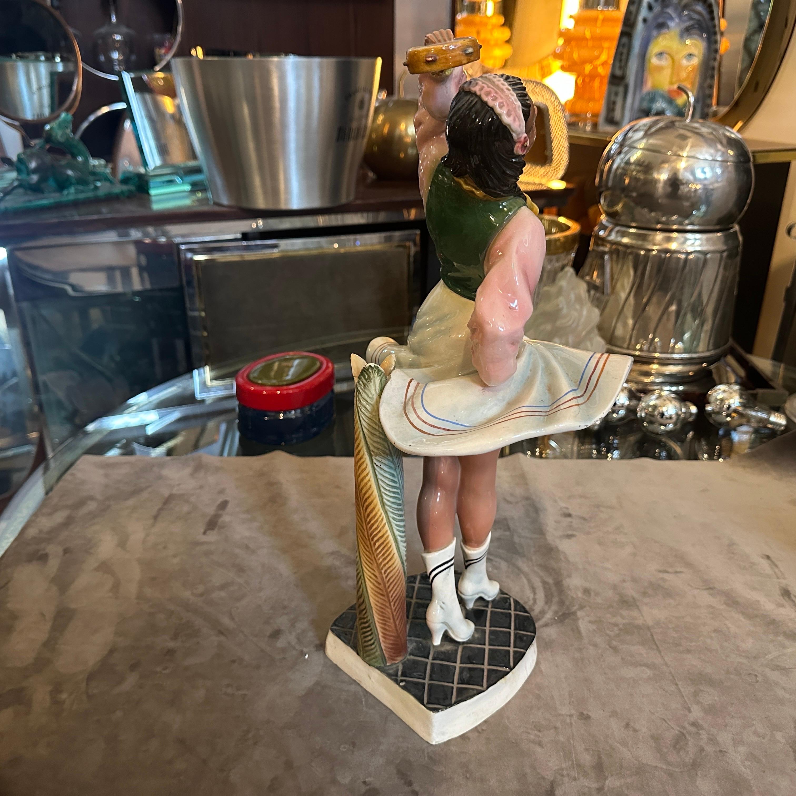 1950er Jahre Handbemalte Keramikfigur einer Tänzerin von Sandro Vacchetti im Angebot 5