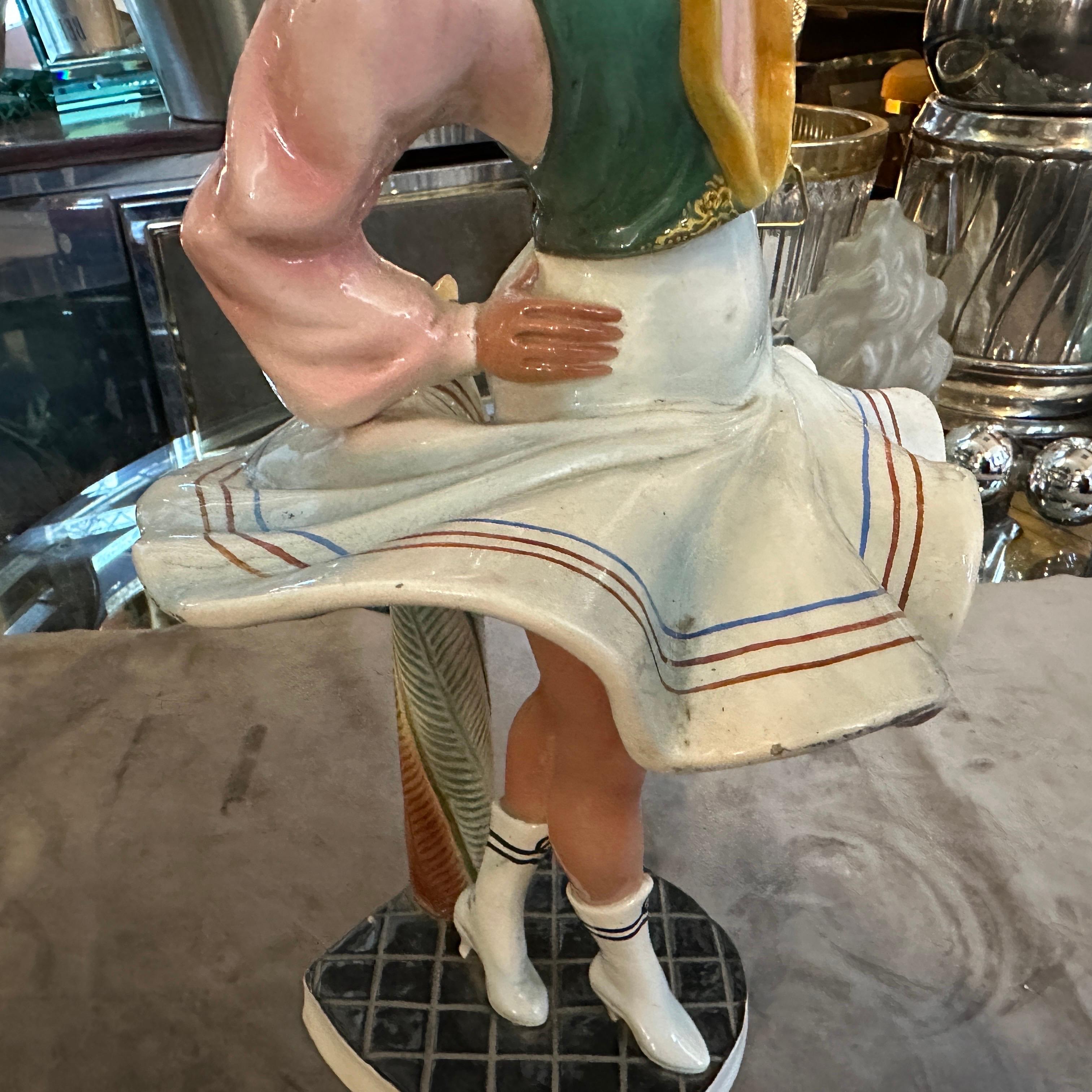 1950er Jahre Handbemalte Keramikfigur einer Tänzerin von Sandro Vacchetti im Angebot 7