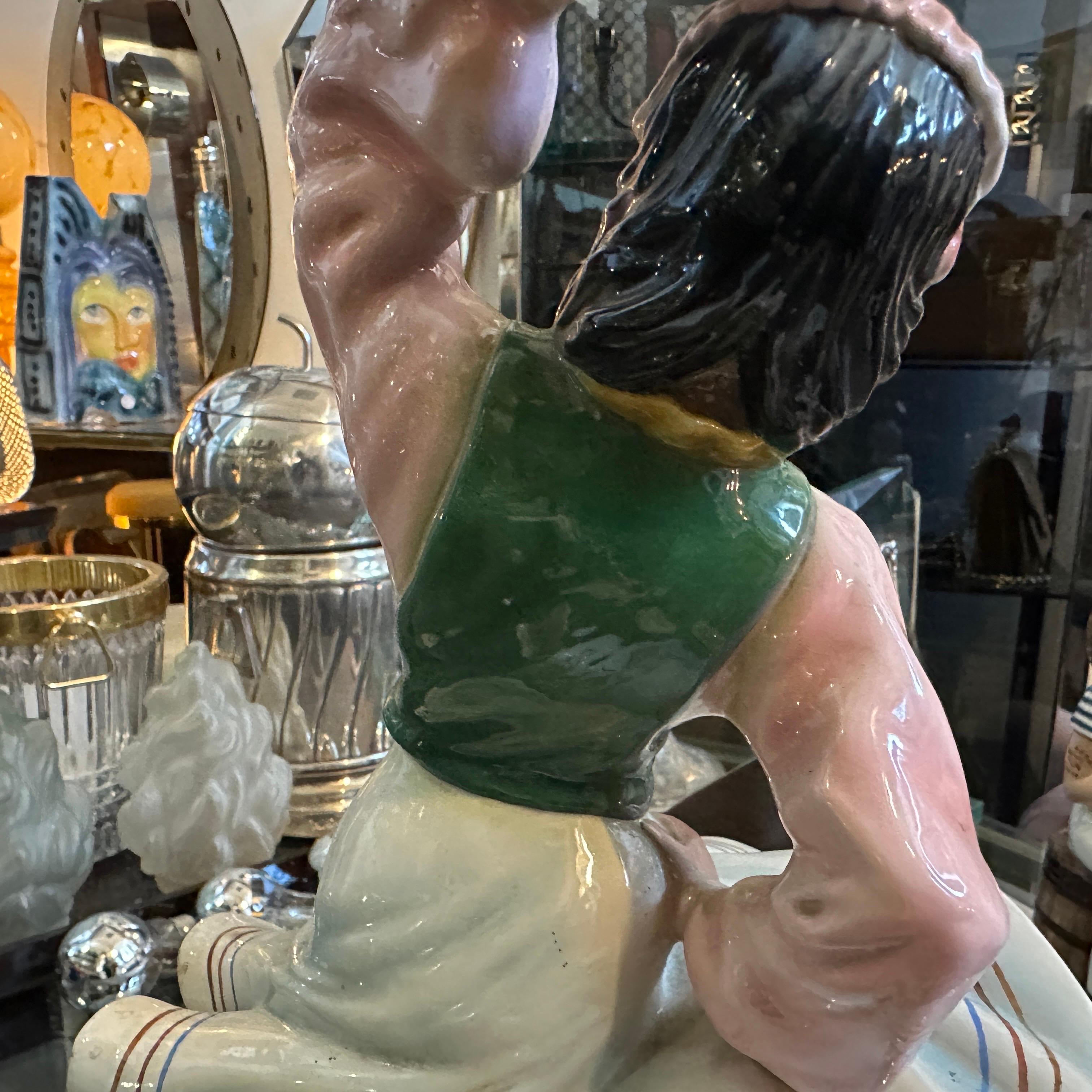 1950er Jahre Handbemalte Keramikfigur einer Tänzerin von Sandro Vacchetti im Angebot 2