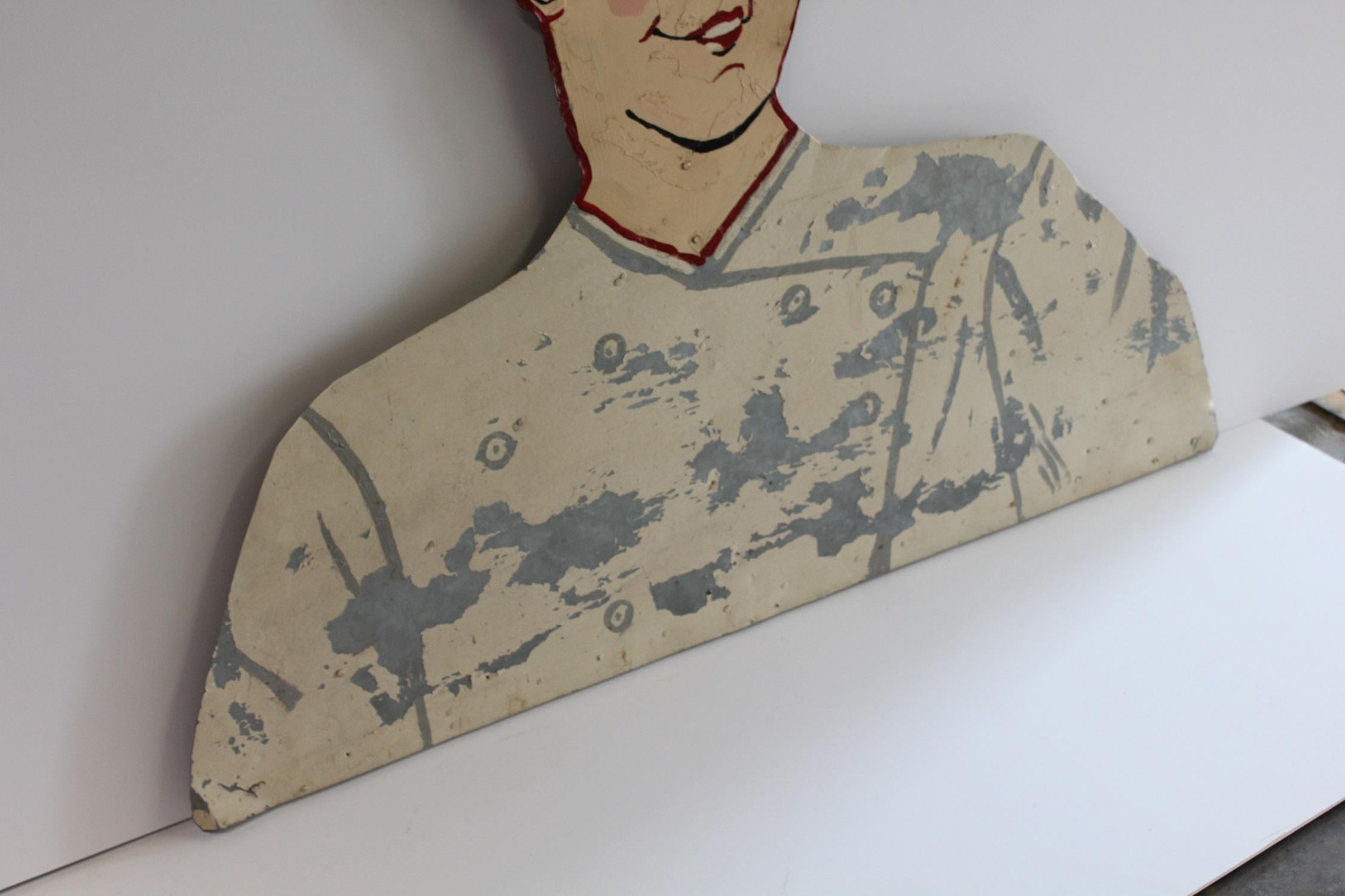 Folk Art 1950s Hand Painted Chef Sign For Sale