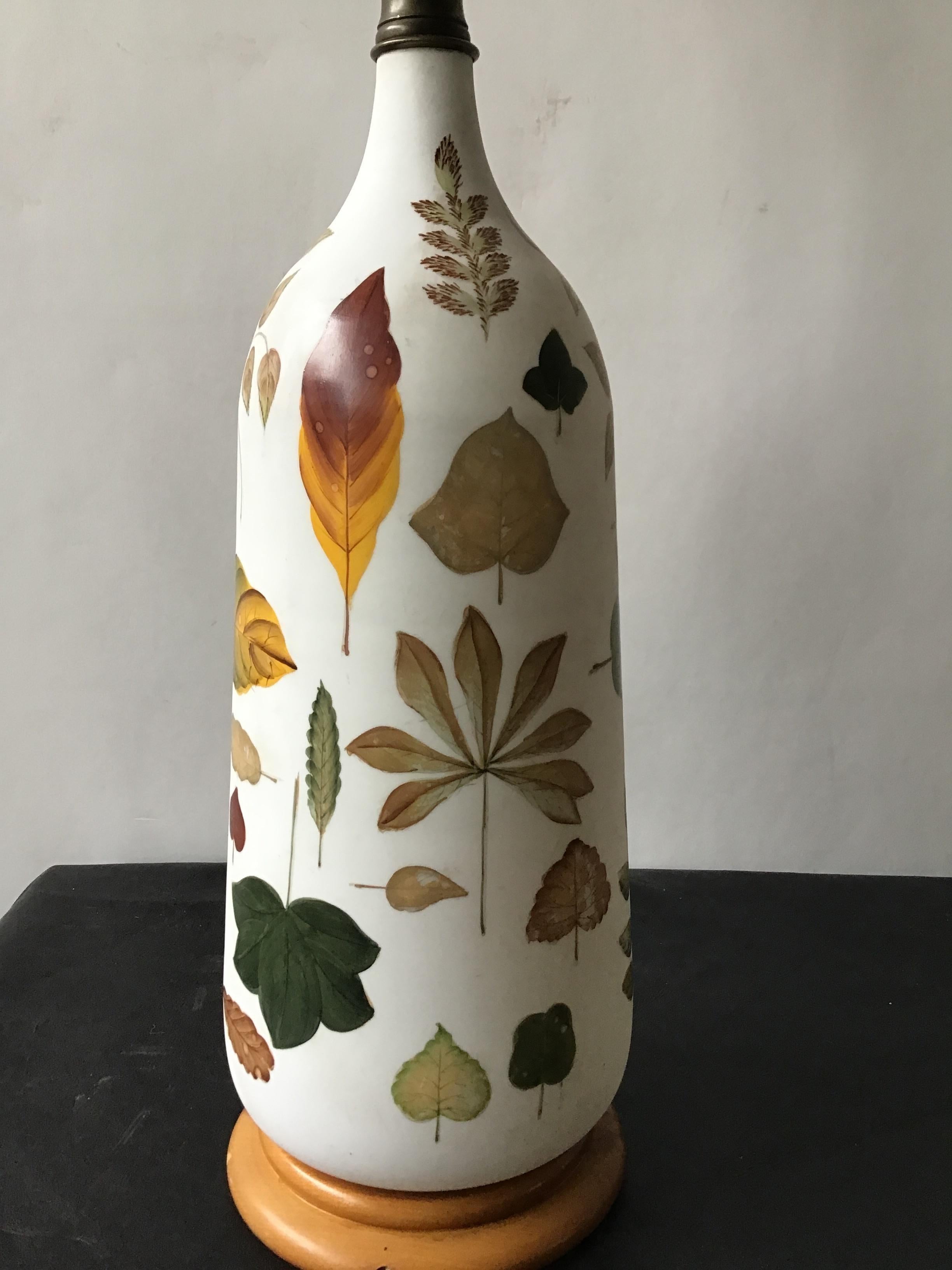 1950s Hand Painted Leaf Lamp 1