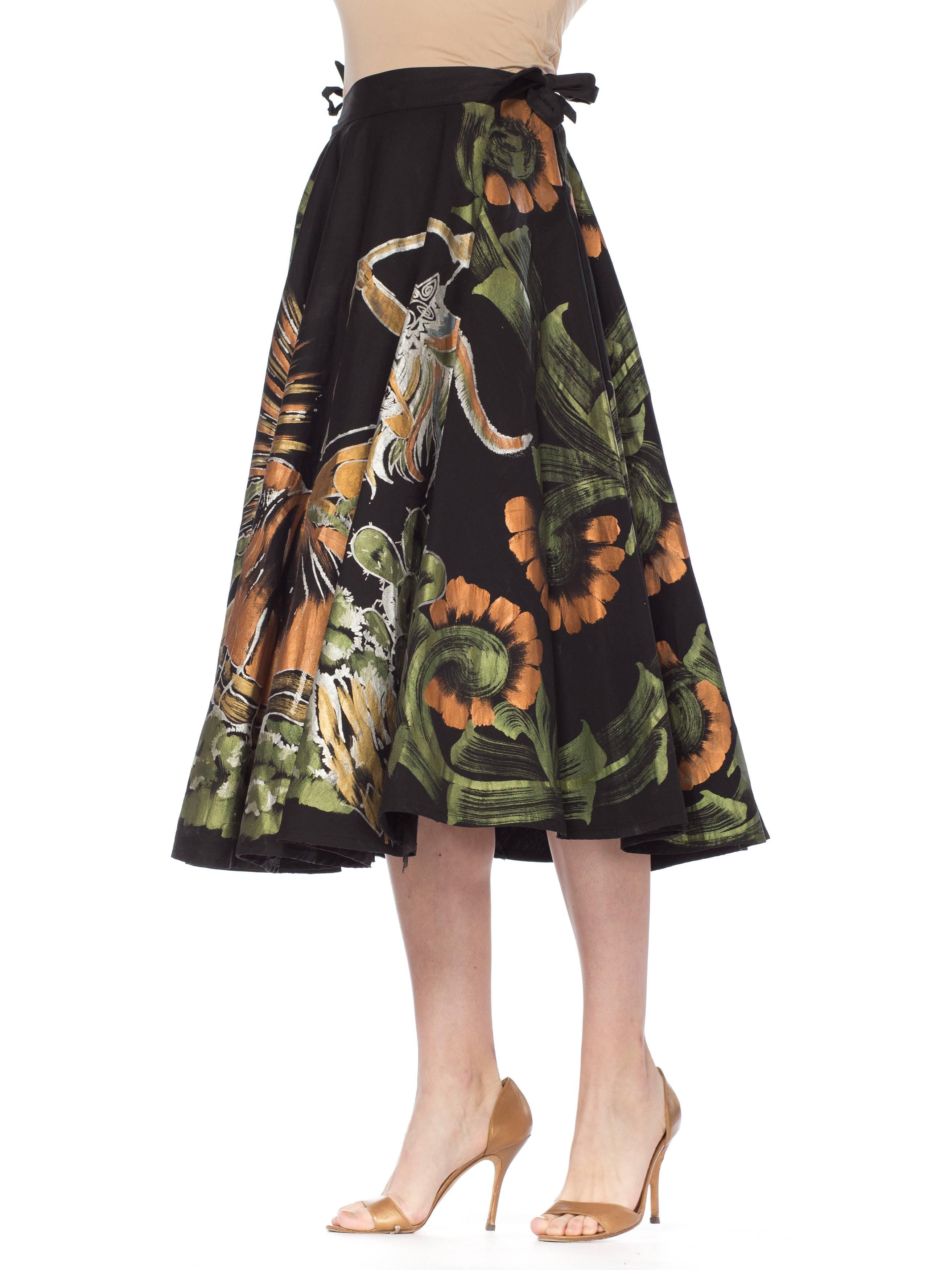 1950s Hand-Painted Mexican Circle Skirt 7