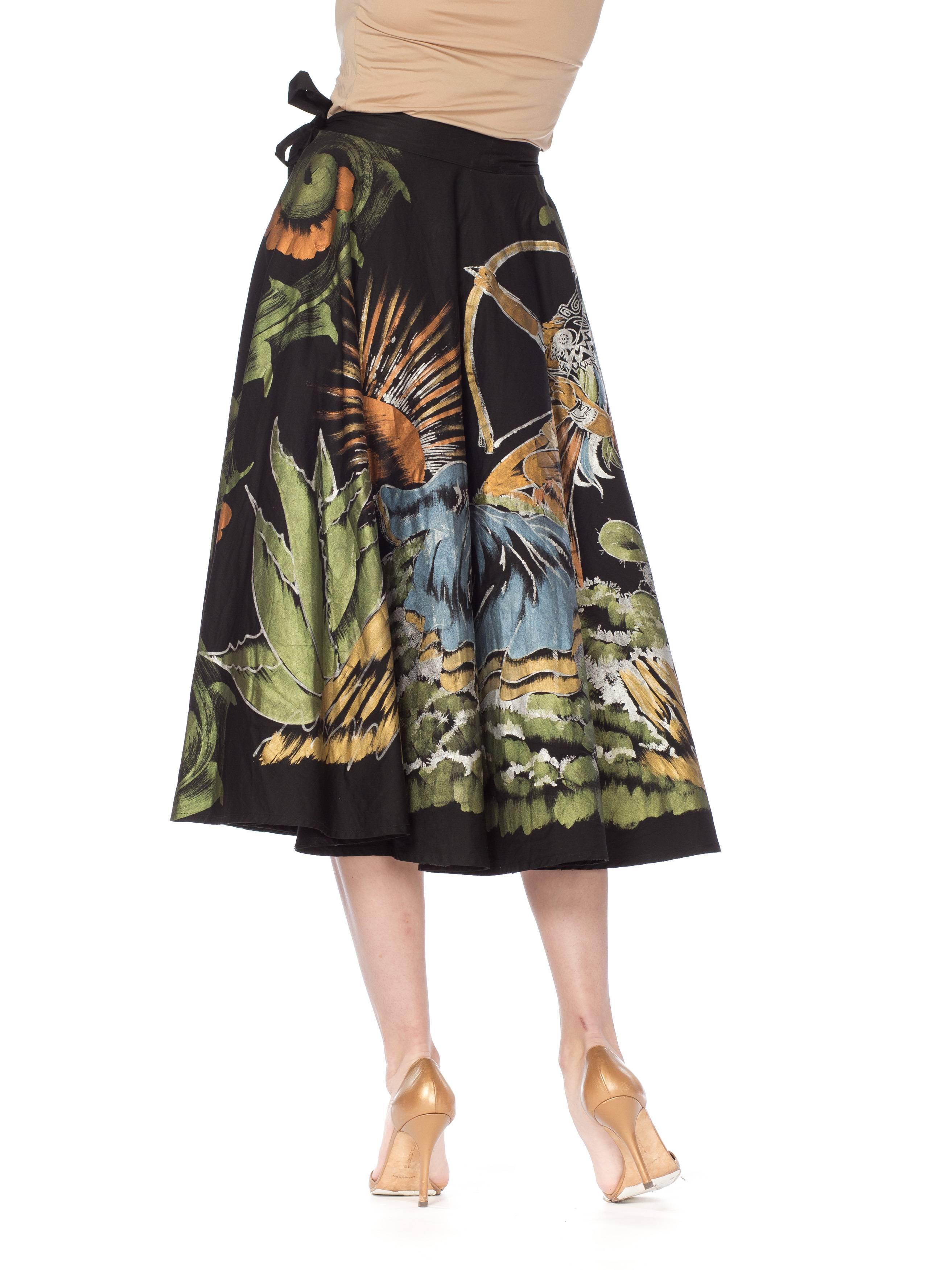 Black 1950s Hand-Painted Mexican Circle Skirt