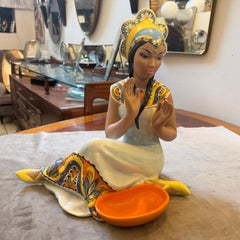 1950s. Hand-Painted Porcelain Oriental Woman Figure by Ronzan