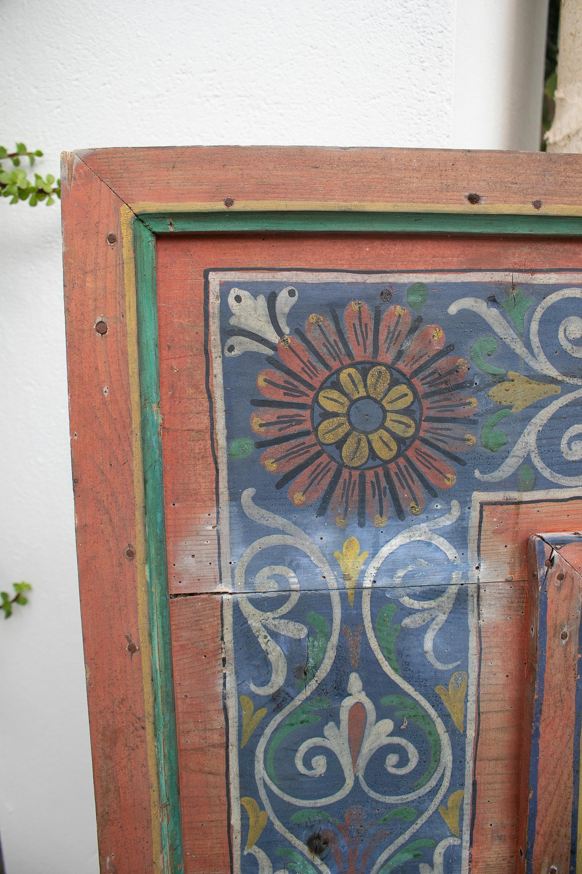 1950's Hand-Painted Square Wood Ceiling For Sale 8
