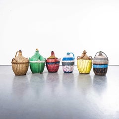 Porte-bouteilles tchèque tissé à la main dans les années 1950 - Large à extra large