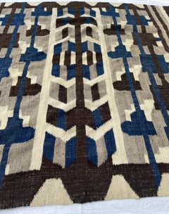 1950's Geometric Design Hand Woven Natural Wool Guatemalan Blanket