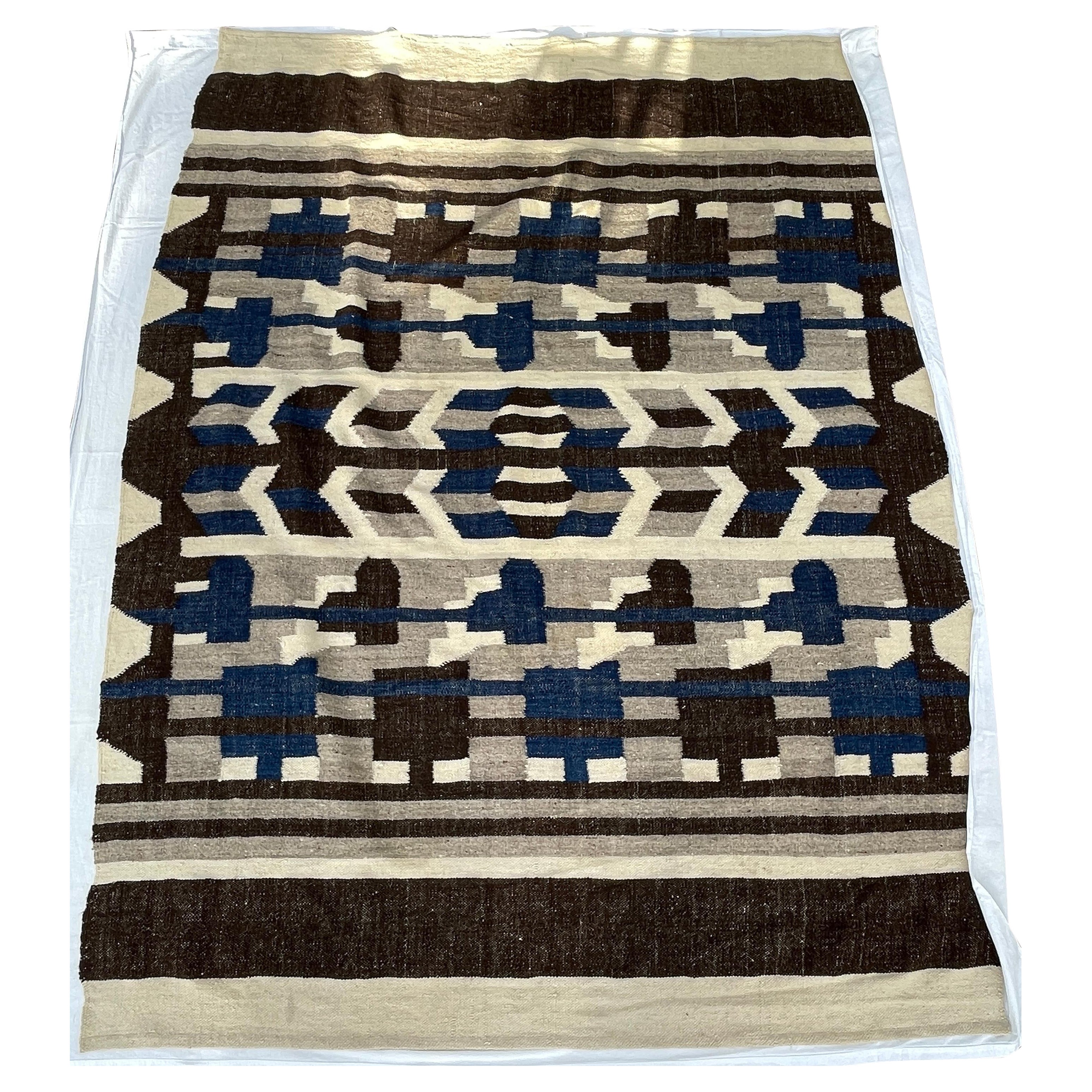 1950
s Hand gewebt Geometrische Design Natürliche Wolle Guatemala Decke