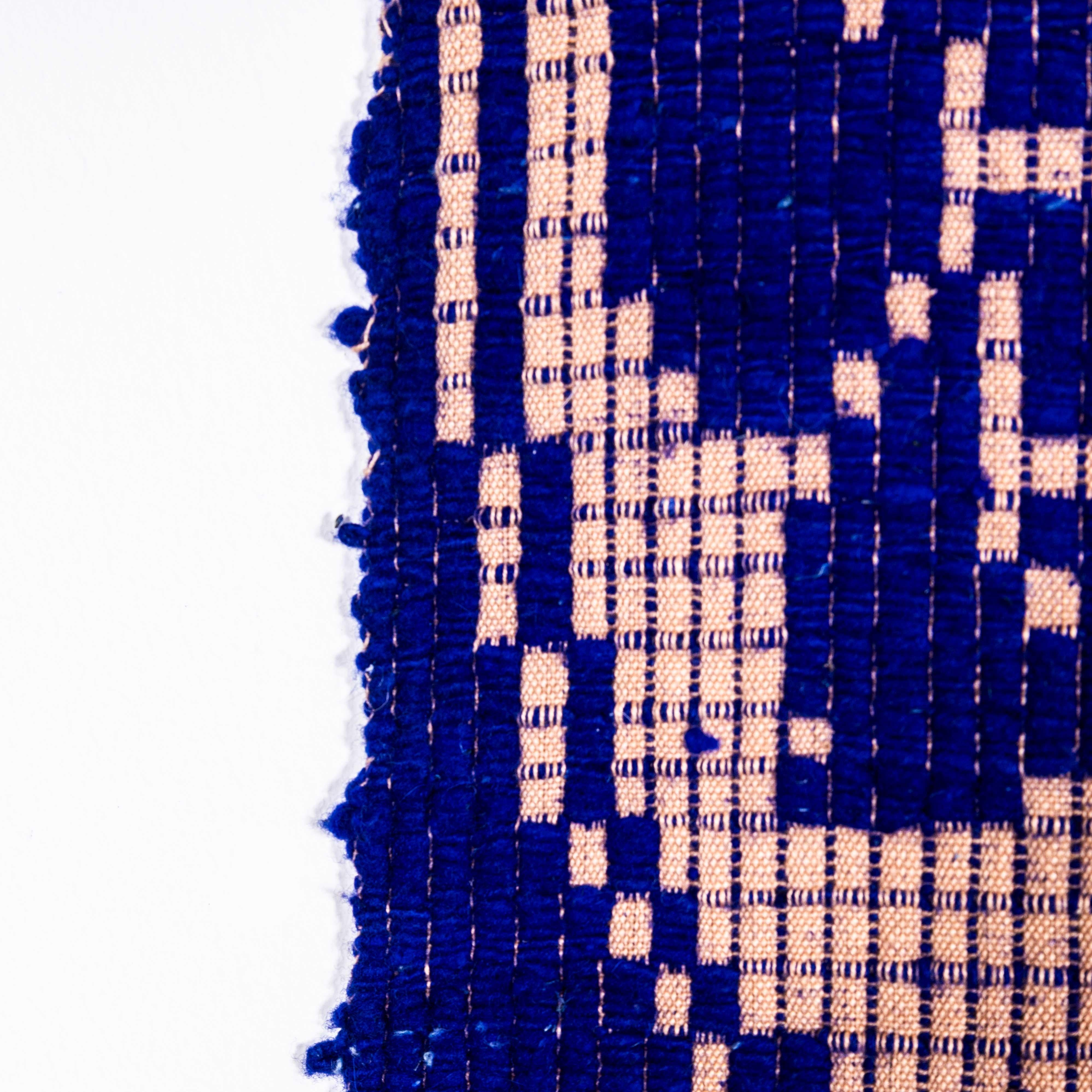 Mid-20th Century 1950's Handmade Blue & Faded Pink Folk Hungarian Wool Bedspread
