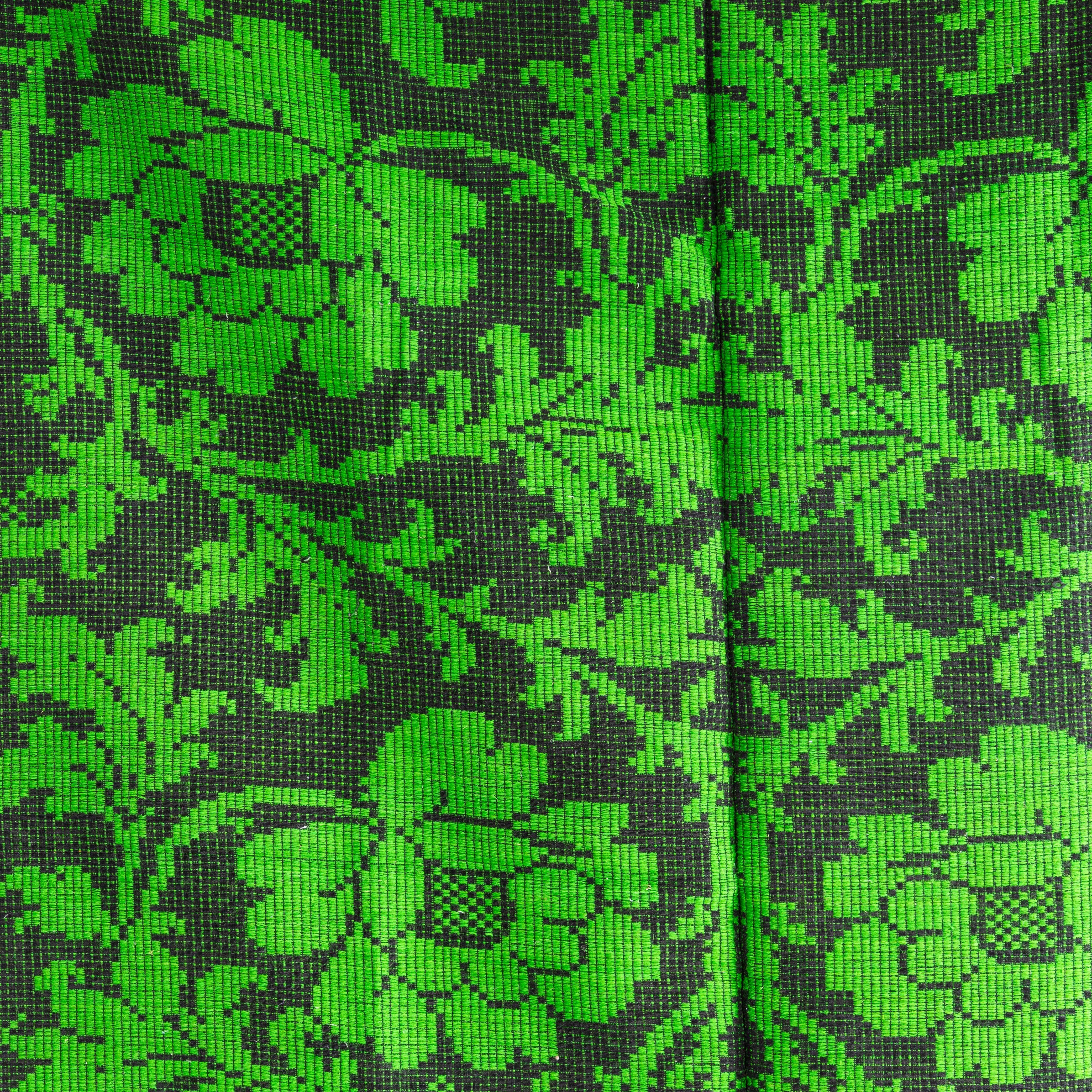 1950's Handmade Bright Green Folk Hungarian Wool Bedspread In Good Condition For Sale In Hook, Hampshire