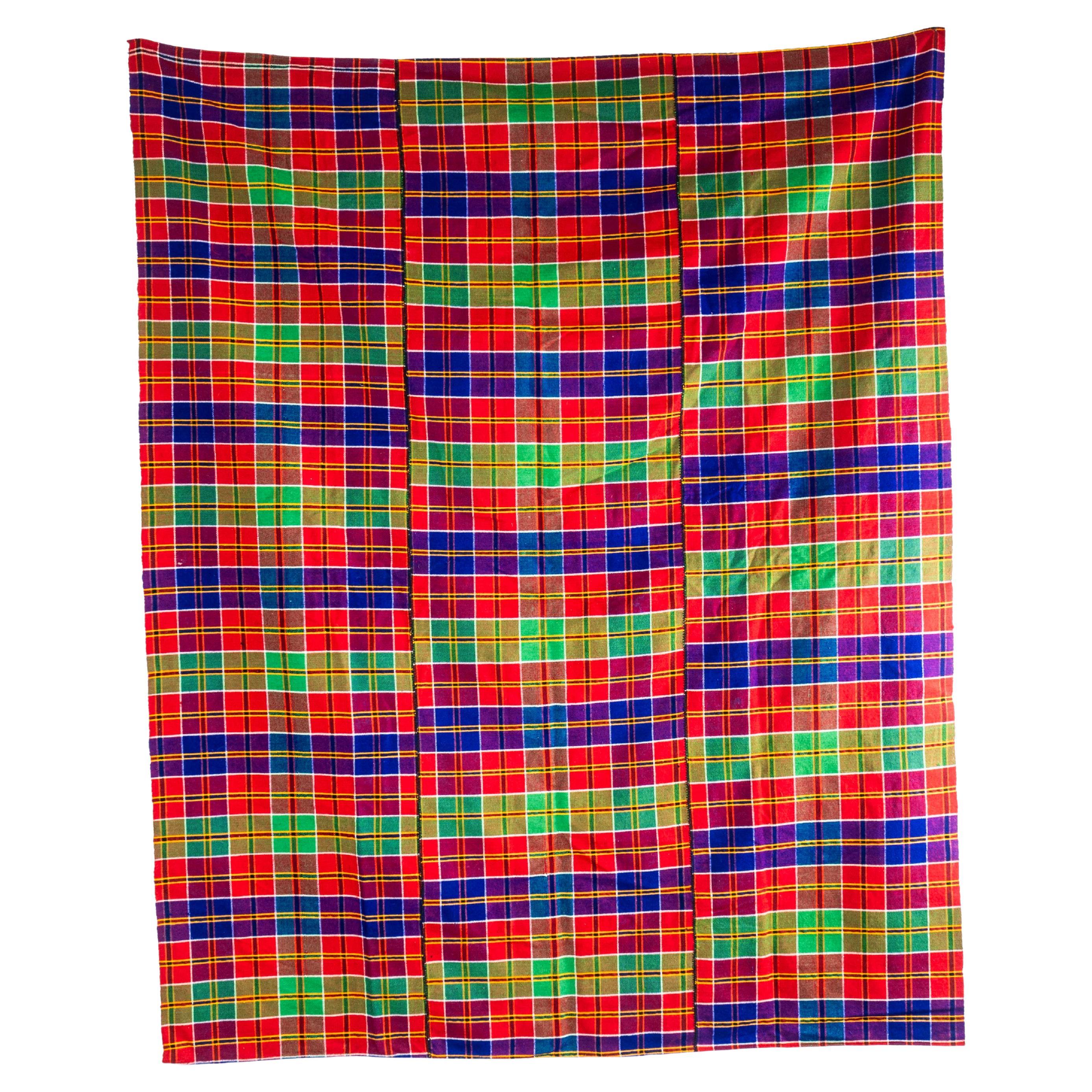 1950's Handmade Colourful Folk Hungarian Wool Bedspread