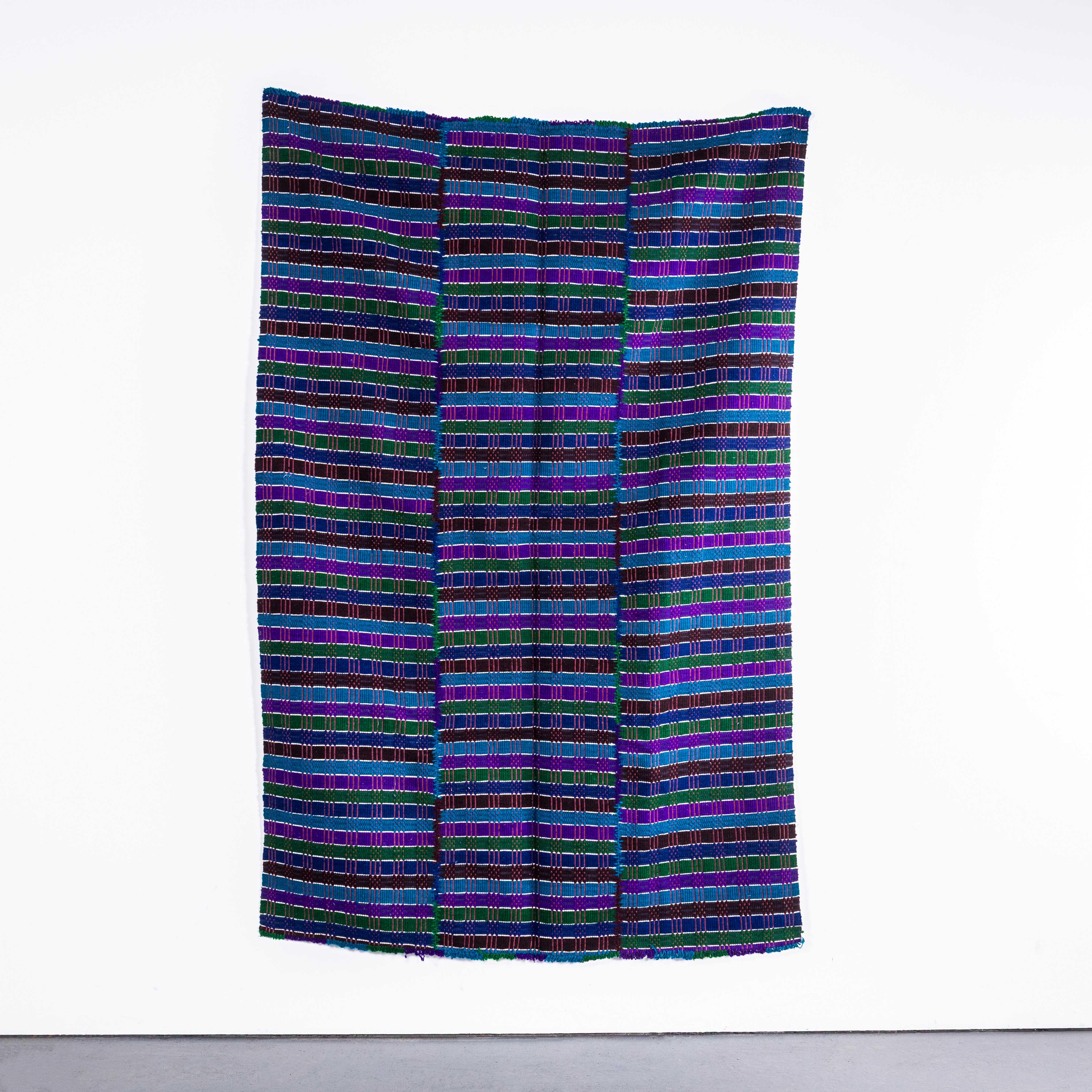 1950's Handmade Dark Patterned Folk Hungarian Wool Bedspread