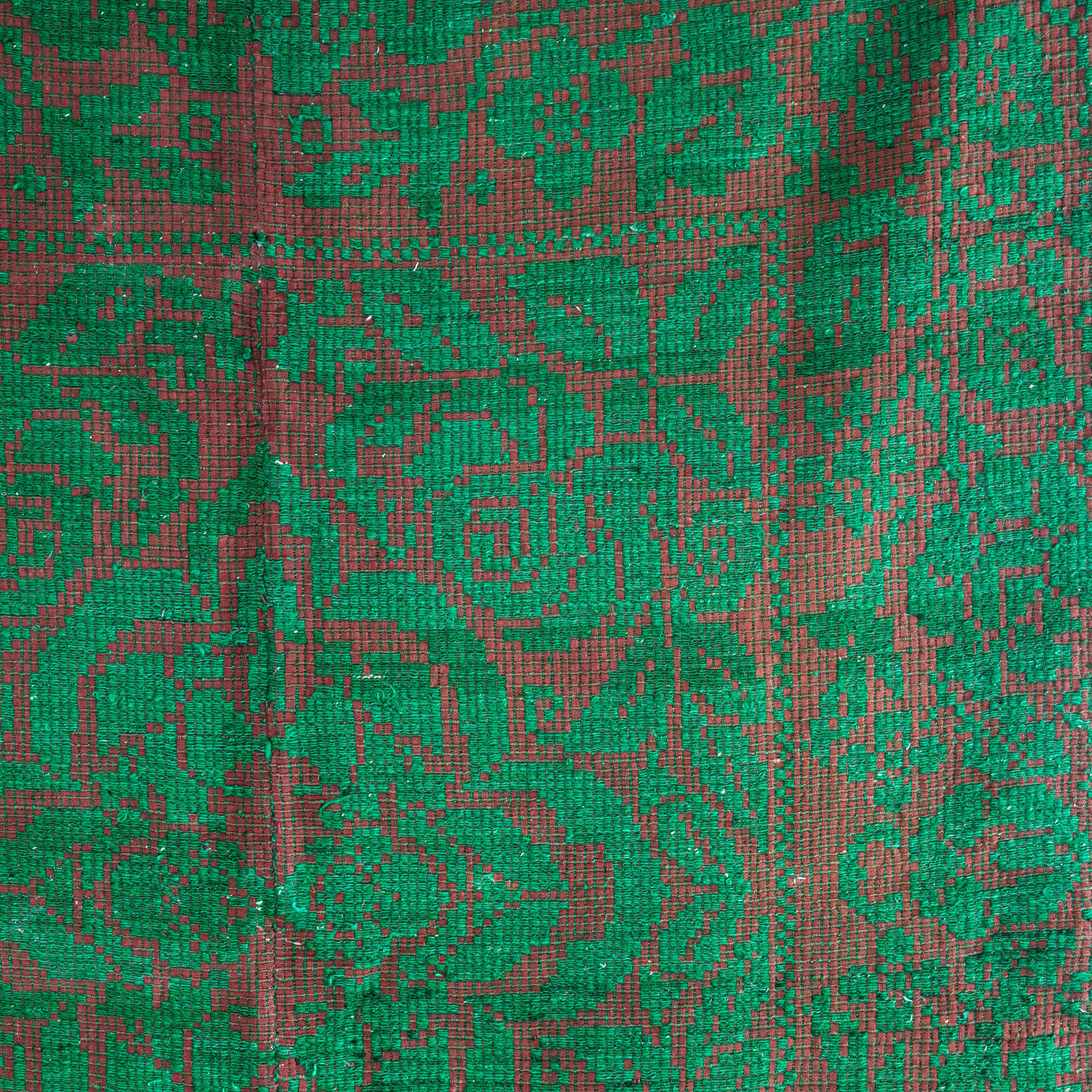 Colcha de lana húngara verde y marrón de los años 50 hecha a mano Húngaro en venta