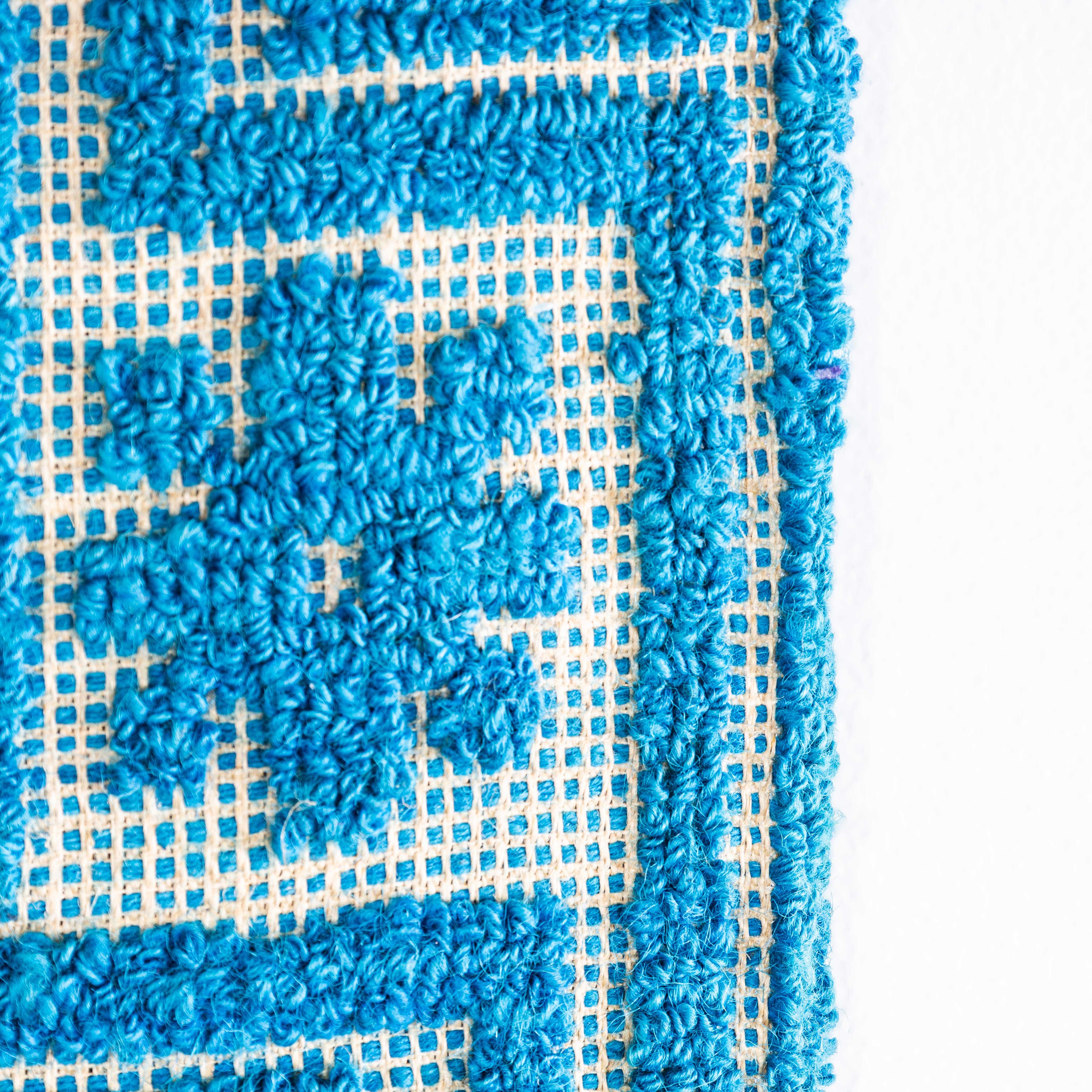 Mid-20th Century 1950's Handmade Light Blue Folk Hungarian Wool Bedspread For Sale