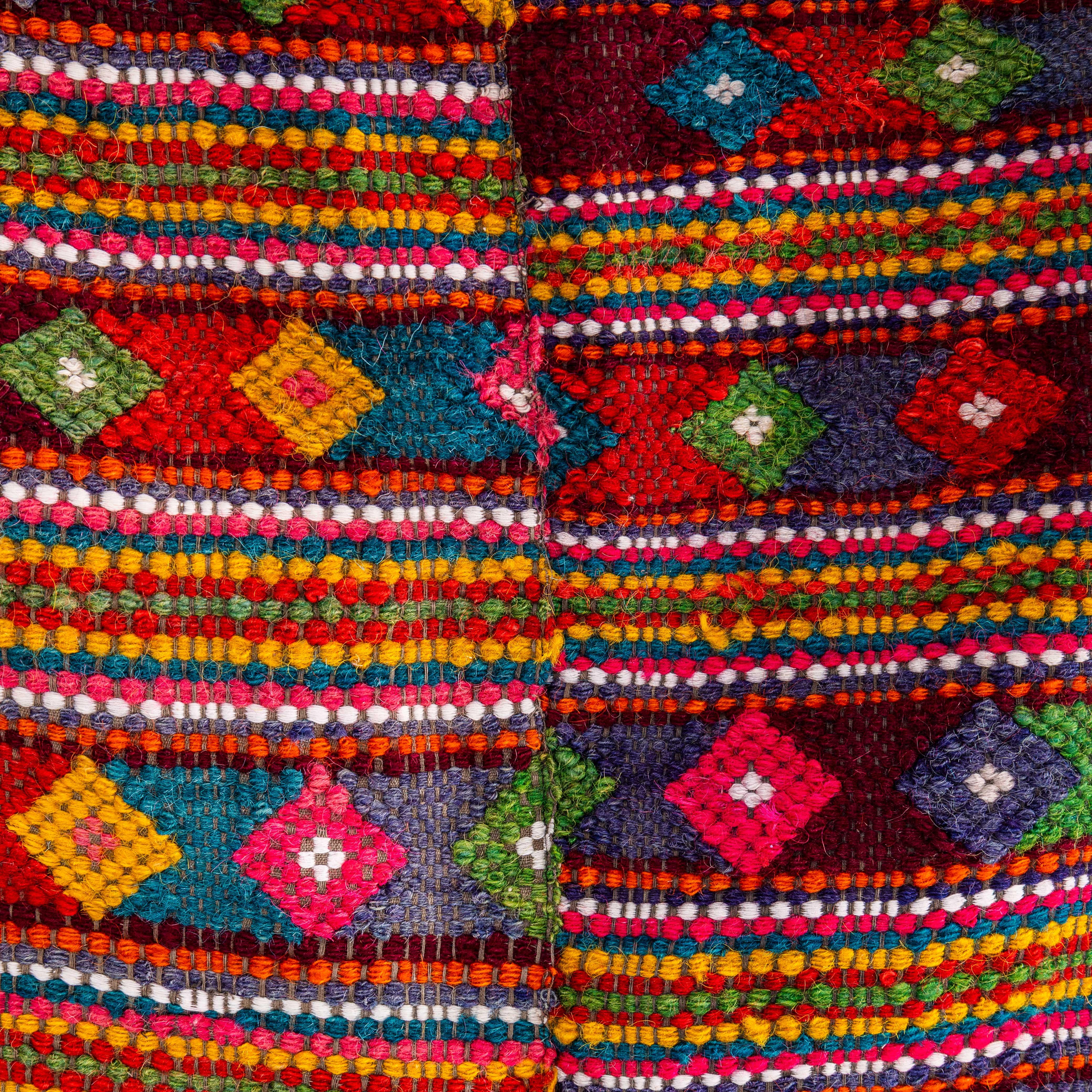 Mid-20th Century 1950's Handmade Rainbow Folk Hungarian Wool Bedspread For Sale