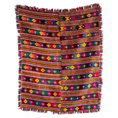 1950's Handmade Rainbow Folk Hungarian Wool Bedspread