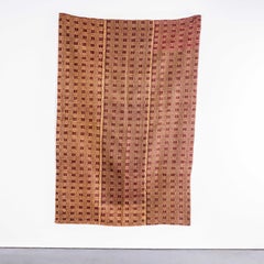 Couvre-lit hongrois artisanal rouge et jaune des années 1950