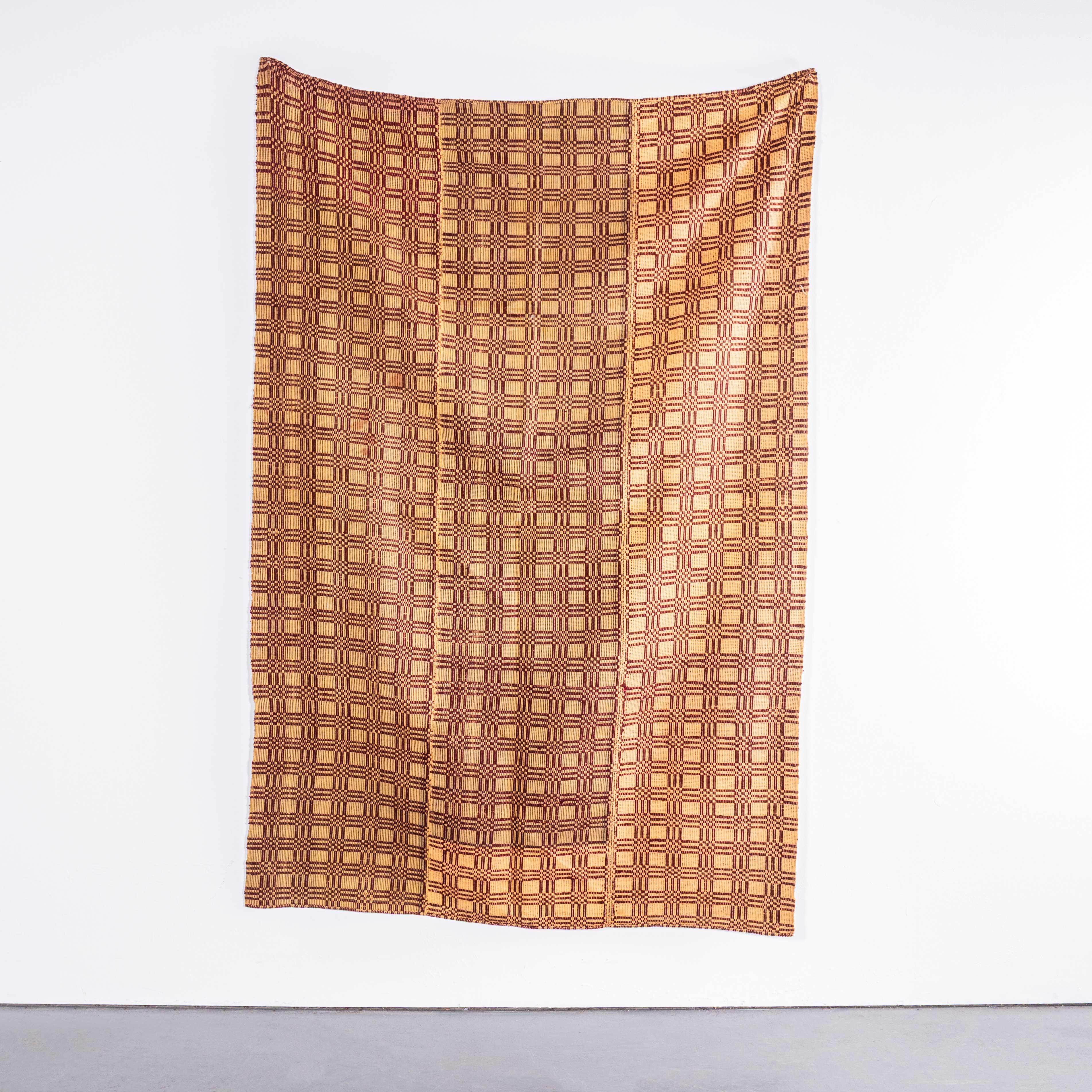 Textile 1950's Handmade Red & Yellow Folk Hungarian Wool Bedspread For Sale