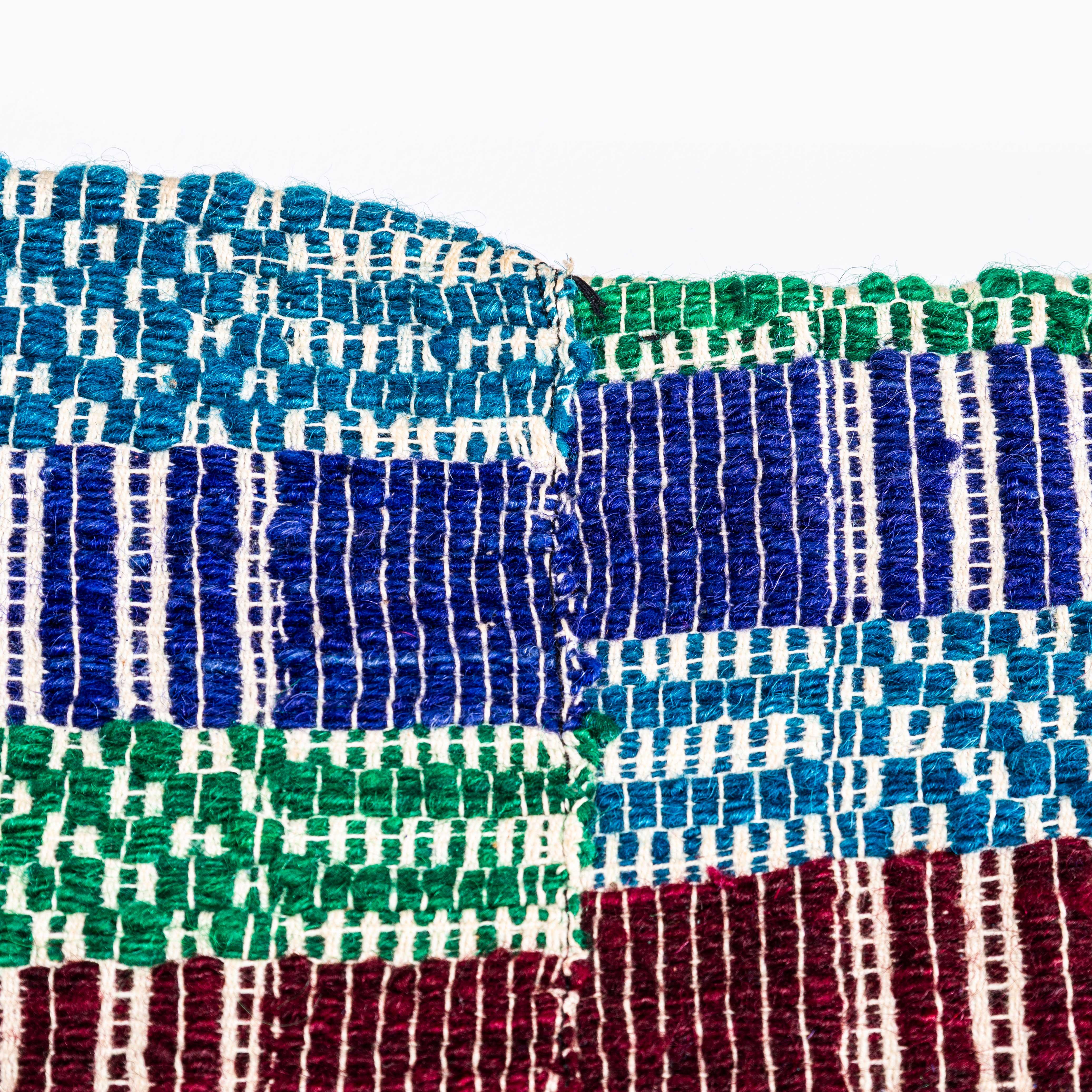 1950's Handmade Square Patterned Folk Hungarian Wool Bedspread In Good Condition For Sale In Hook, Hampshire