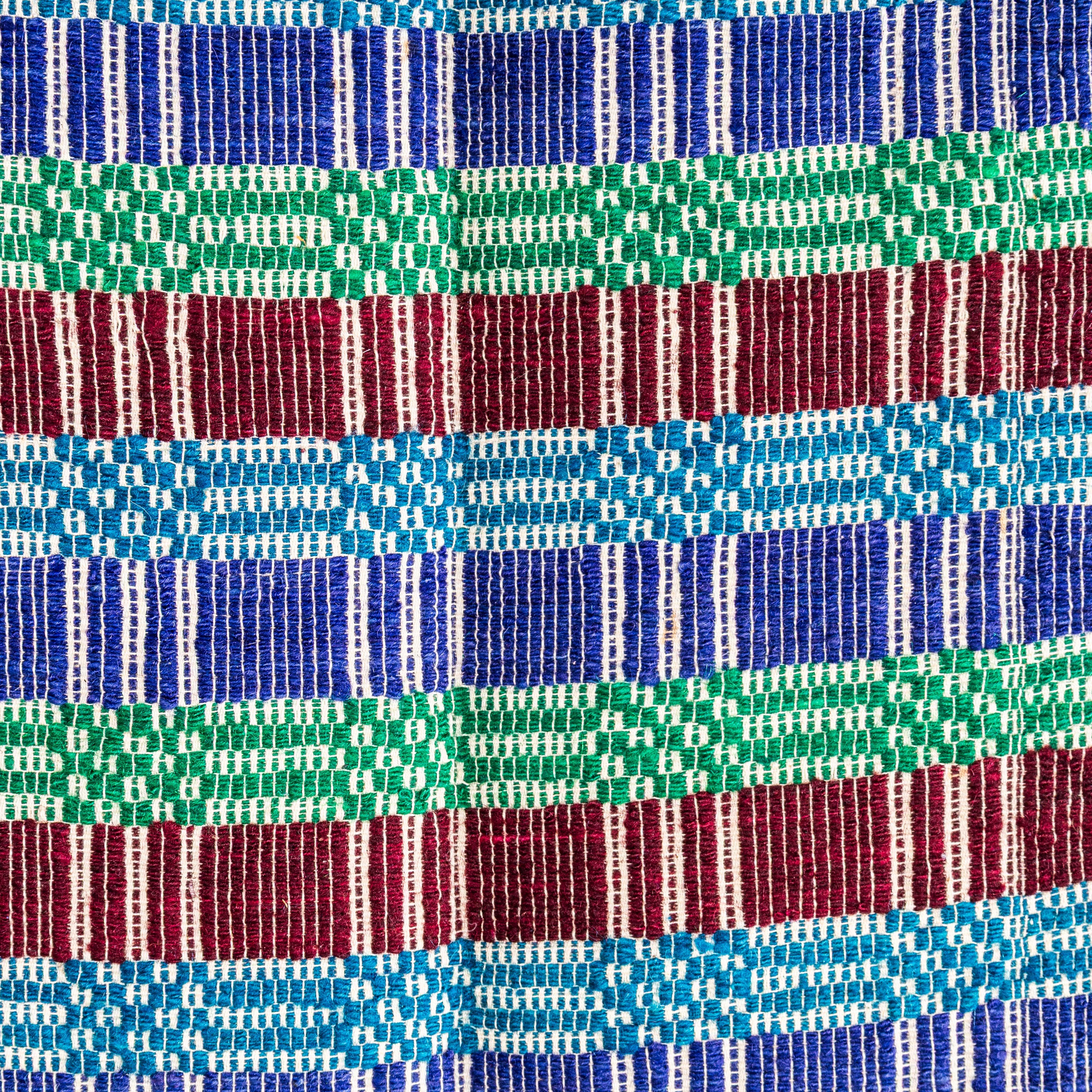Mid-20th Century 1950's Handmade Square Patterned Folk Hungarian Wool Bedspread For Sale