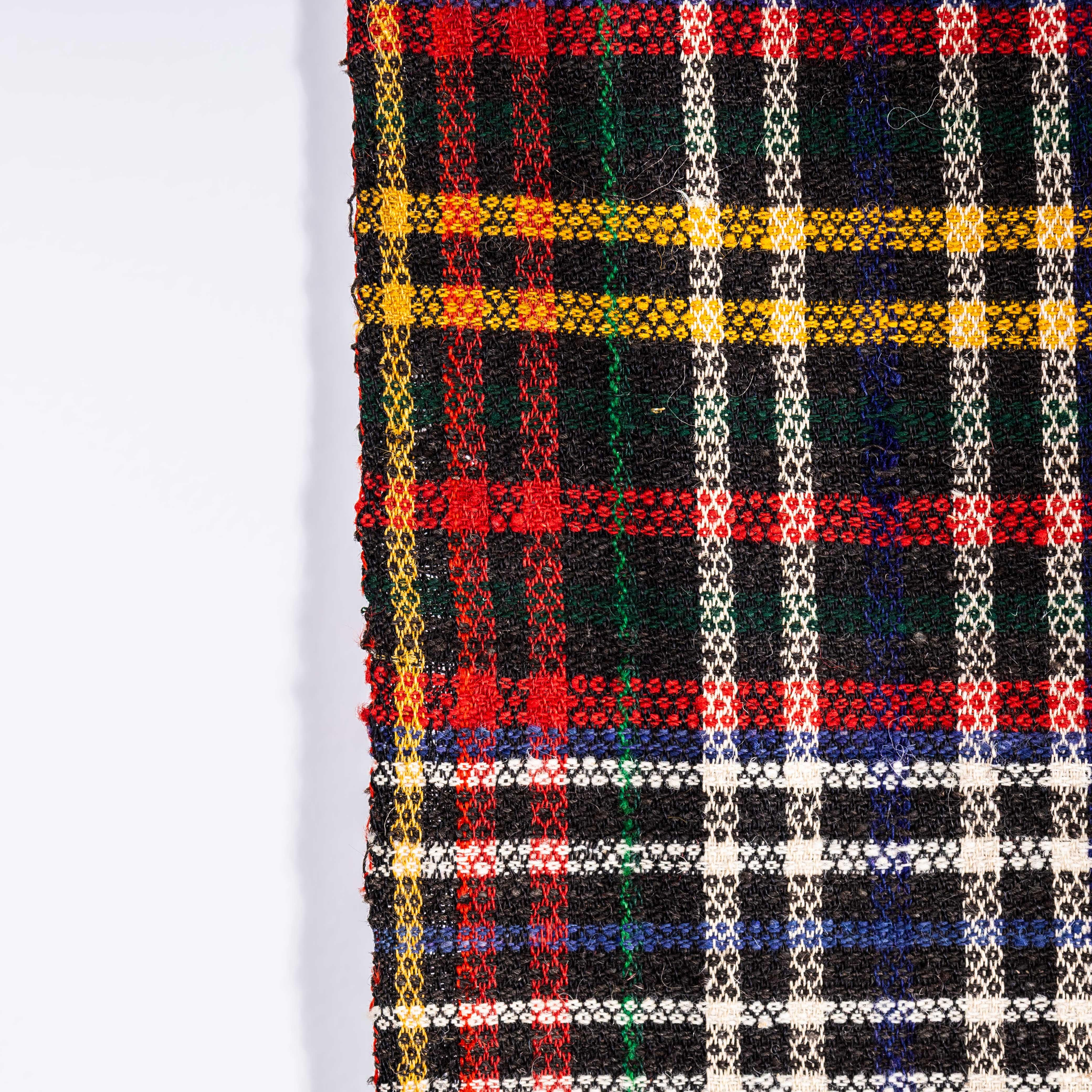 Mid-20th Century 1950's Handmade Striped Folk Hungarian Wool Bedspread For Sale