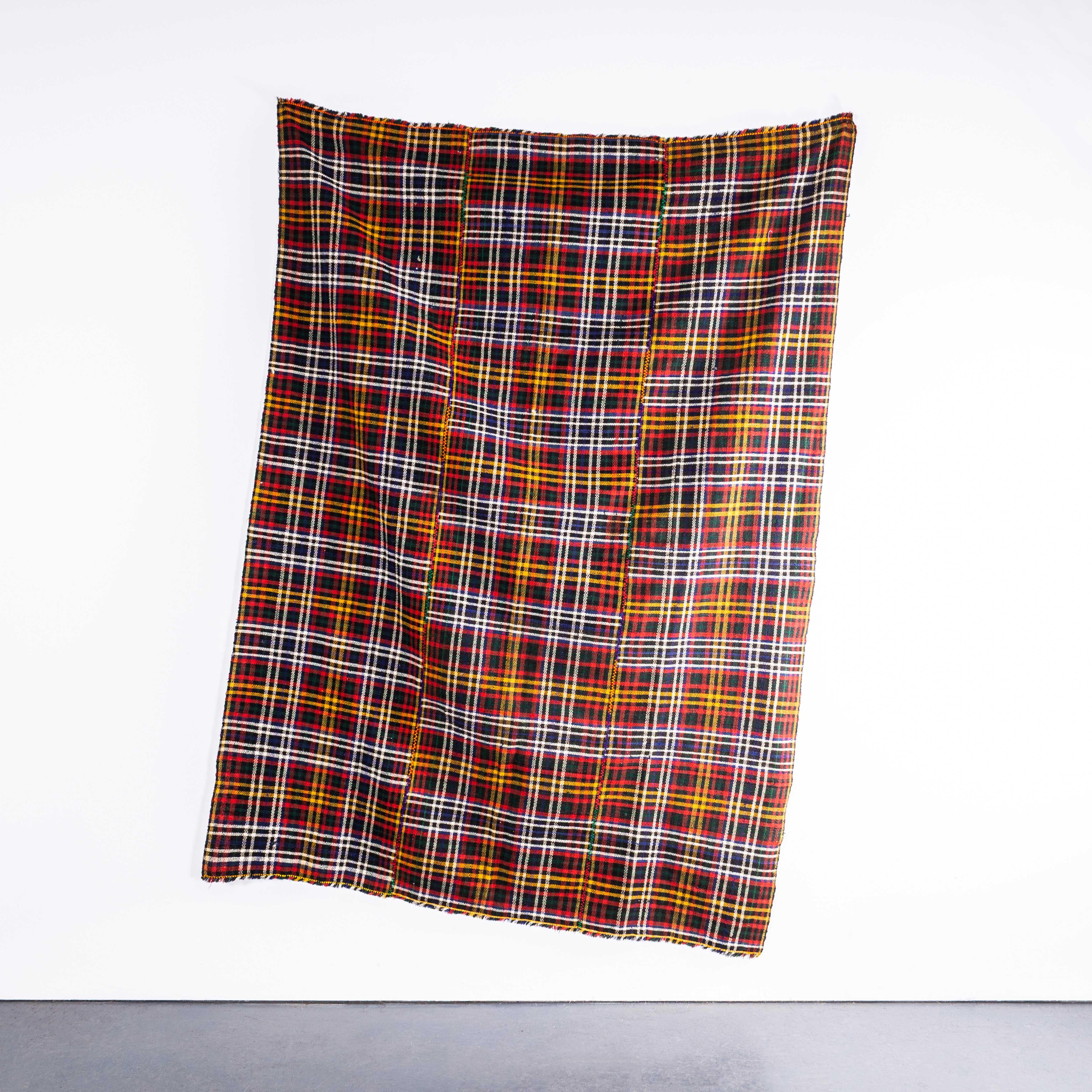 Textile 1950's Handmade Striped Folk Hungarian Wool Bedspread For Sale