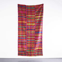 1950's Handmade Stripey Folk Hungarian Wool Bedspread