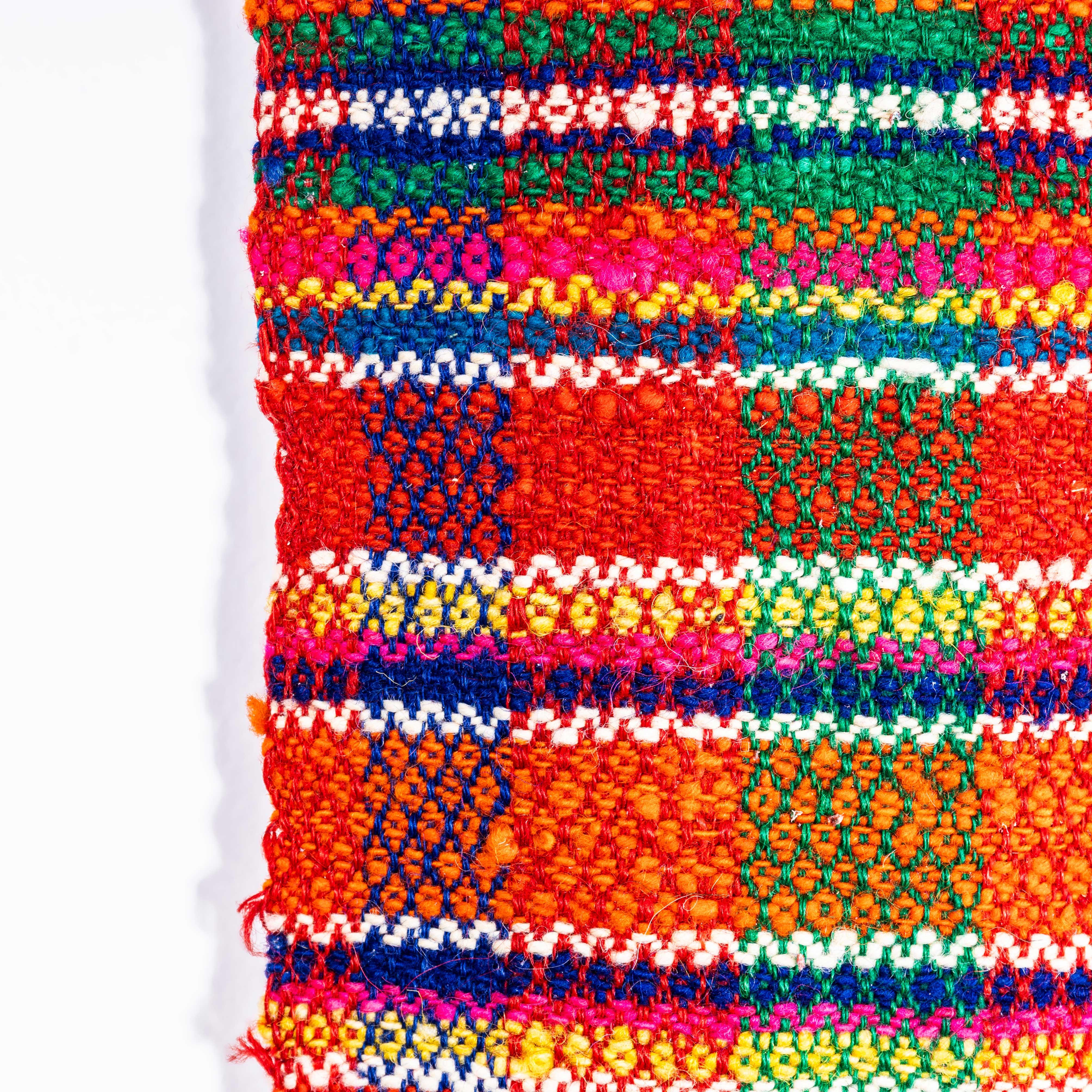 1950's Handmade Stripey Folk Hungarian Wool Bedspread In Good Condition For Sale In Hook, Hampshire