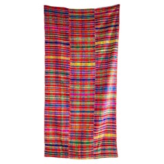 1950's Handmade Stripey Folk Hungarian Wool Bedspread