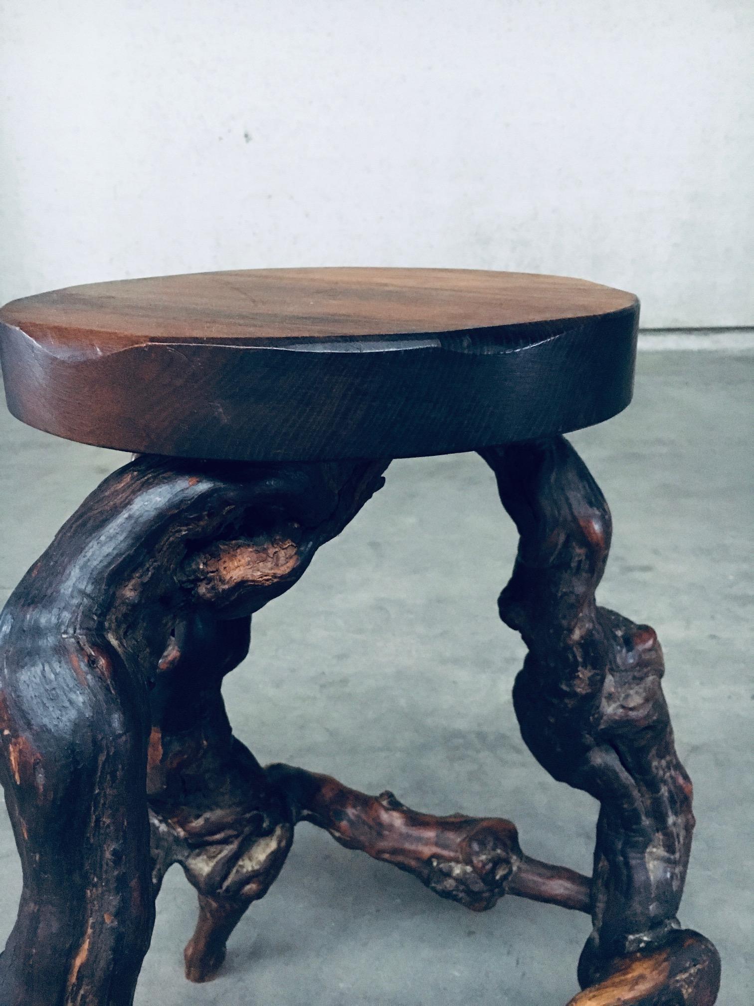 Tabouret de bar en bois de vigne et chêne, fait main, années 50 en vente 5