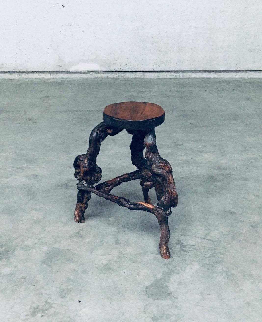 Milieu du XXe siècle Tabouret de bar en bois de vigne et chêne, fait main, années 50 en vente