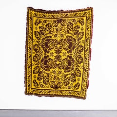 1950's Handmade Yellow & Brown Folk Hungarian Wool Bedspread