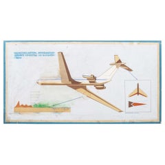 1950s Hand Painted Decorative Soviet Aerospace Educational Sign