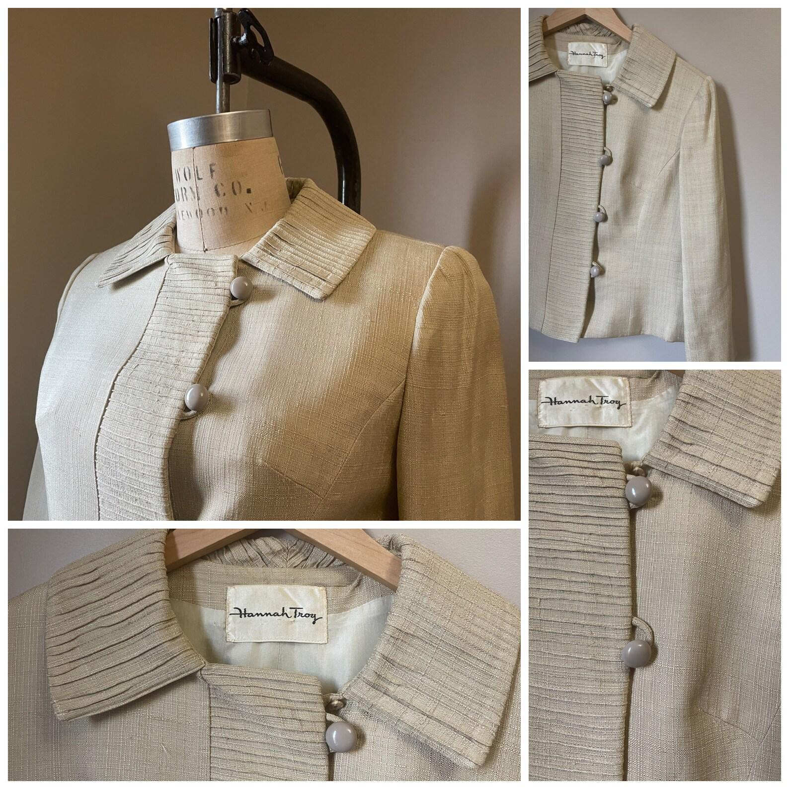 1950s Hannah Troy ecru beige cropped jacket For Sale 6