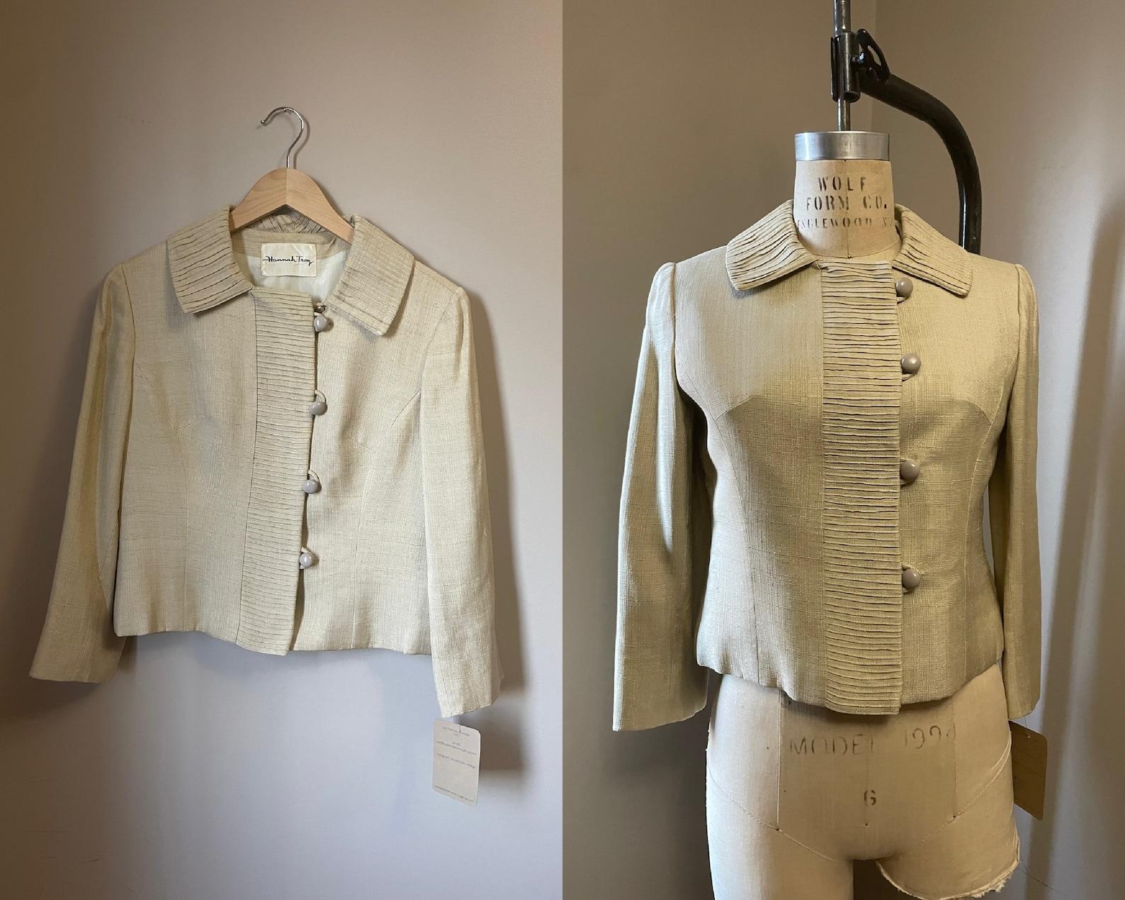 1950s Hannah Troy ecru beige cropped jacket For Sale 4
