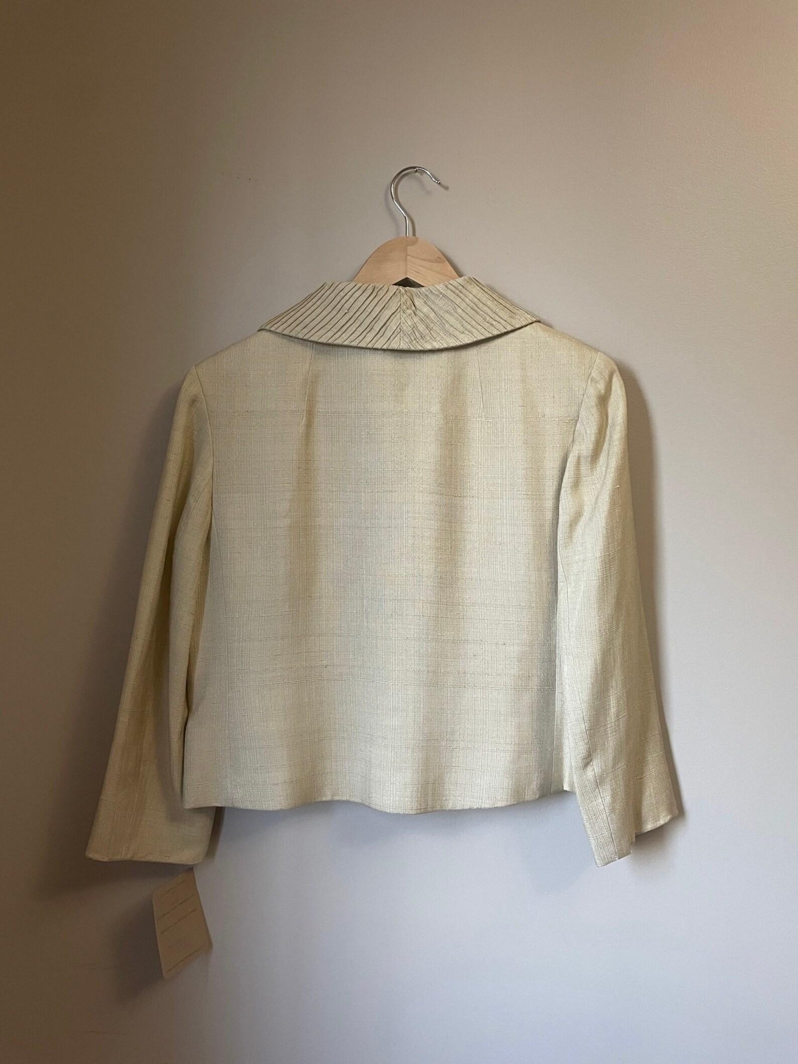 1950s Hannah Troy ecru beige cropped jacket For Sale 5