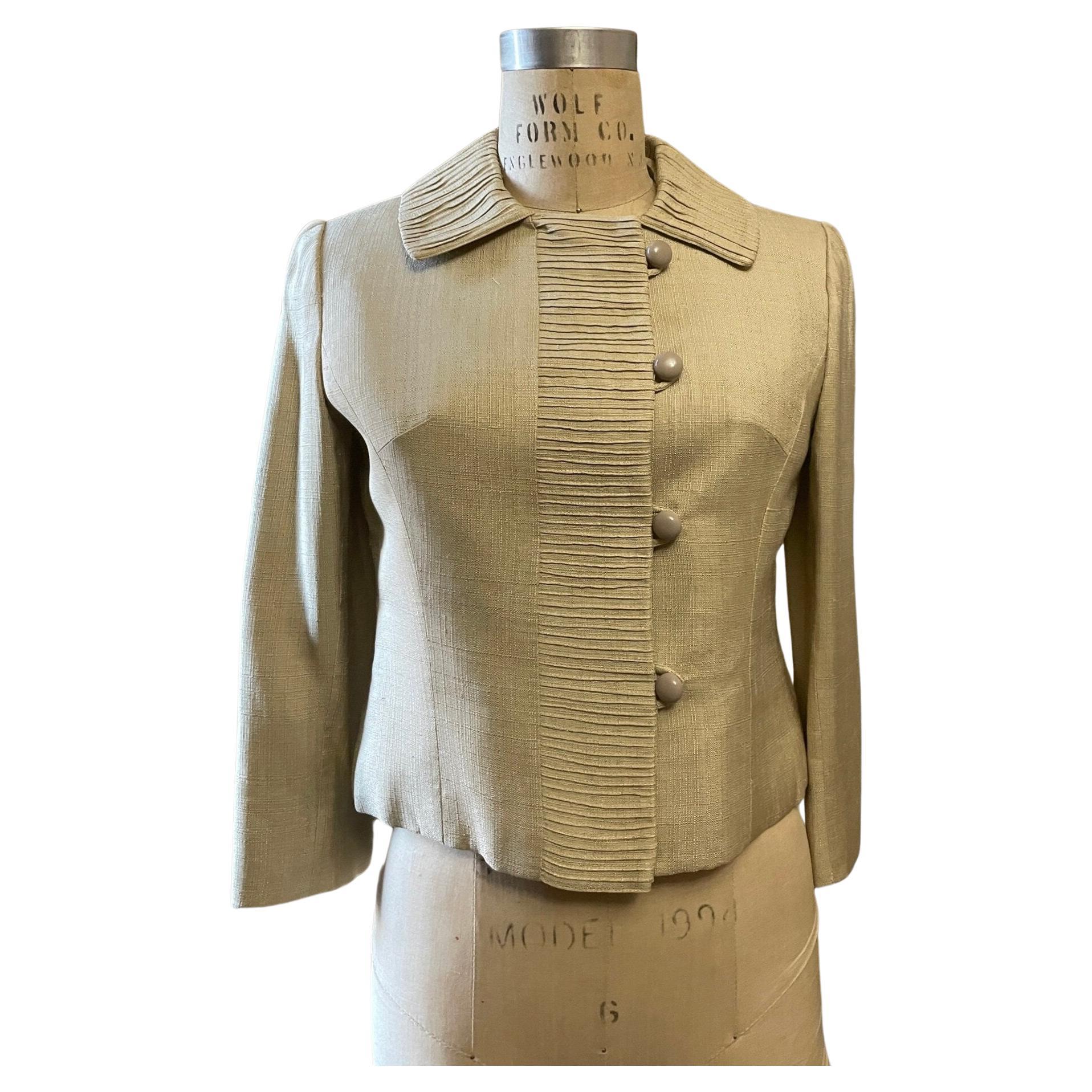 1950s Hannah Troy ecru beige cropped jacket For Sale