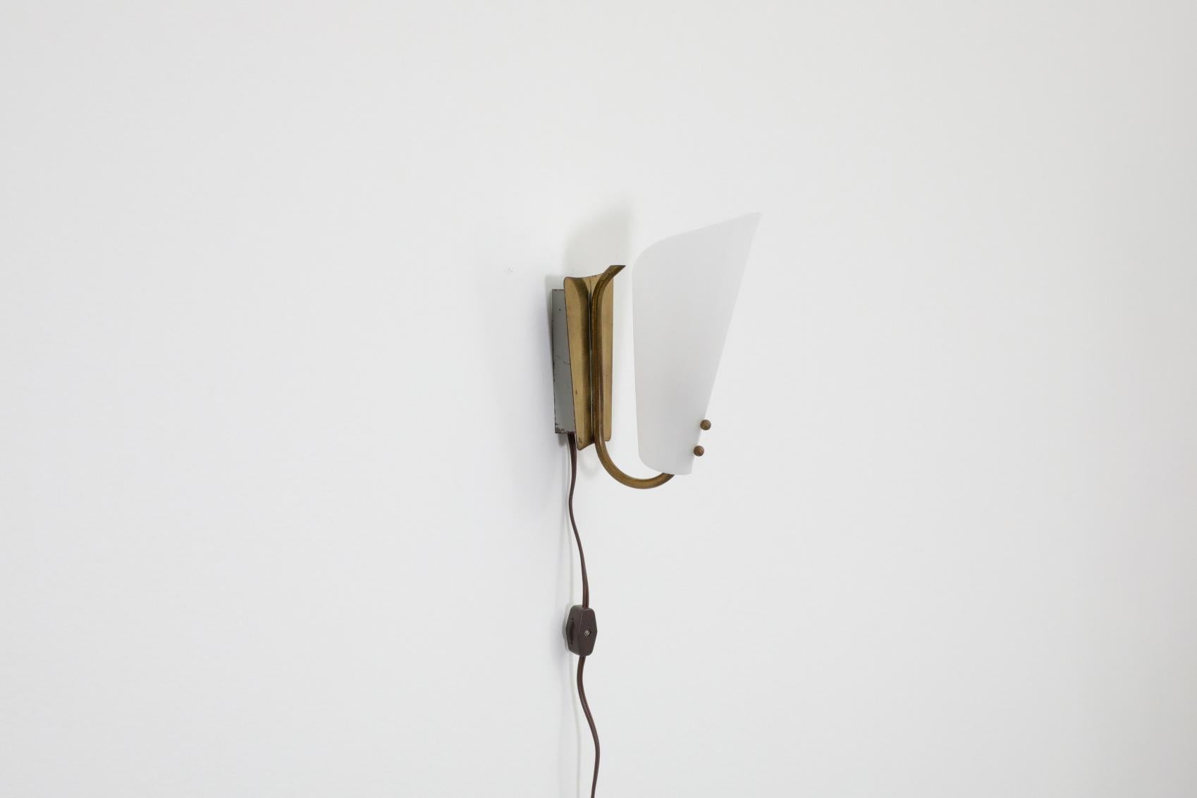 20th Century 1950s Hanns Hoffmann-Lederer Style Plexi Wall Sconce with Brass Base and Accents