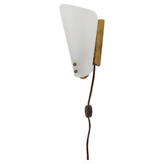 1950s Hanns Hoffmann-Lederer Style Plexi Wall Sconce with Brass Base and Accents